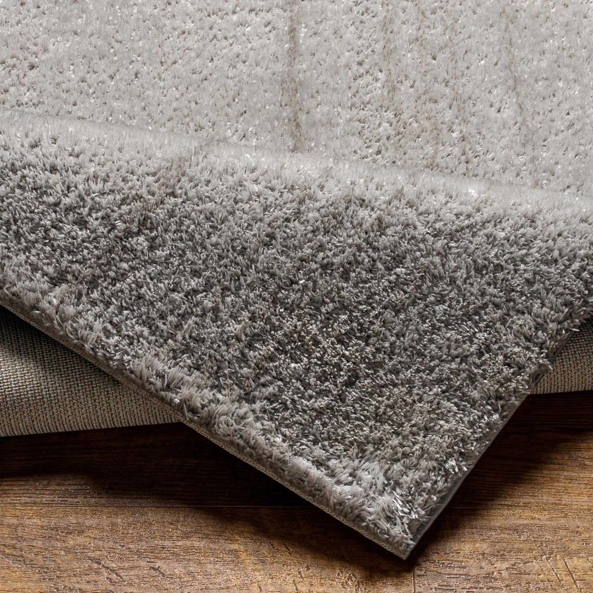 Modern Solid Silver Plush Pile Area Rug - Image 3