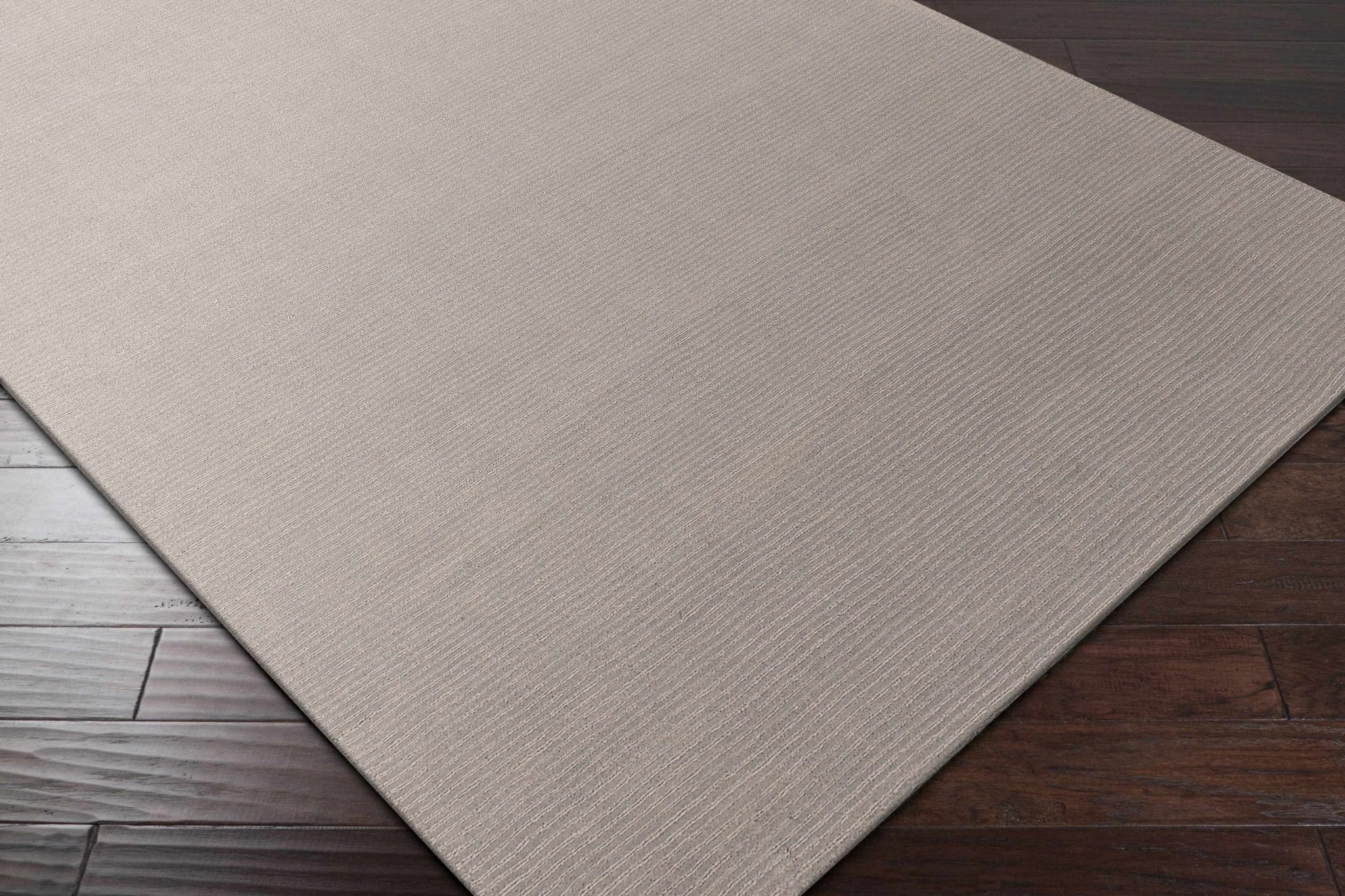 Modern Solid Taupe Stripes Texture Hand-loom Multi Size Wool Area Rug - Image 2