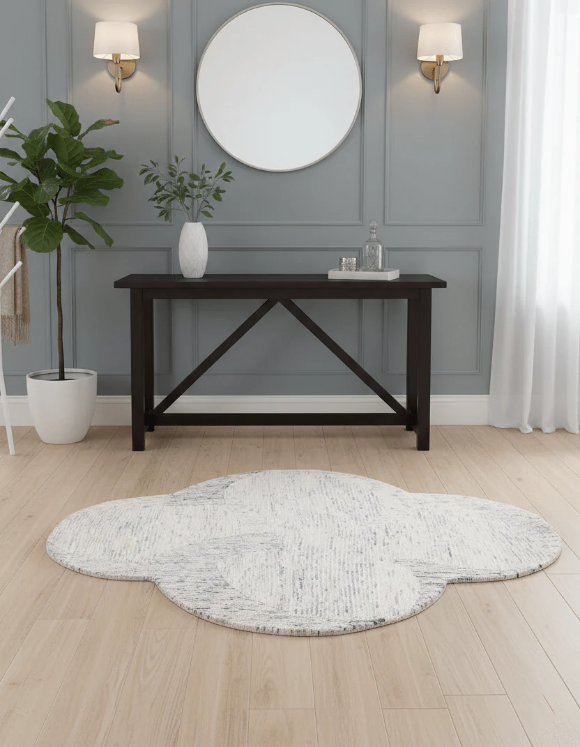 Modern Speckled stripes Ivory Hand Tufted 5x8 Wool Area Rug - Image 2