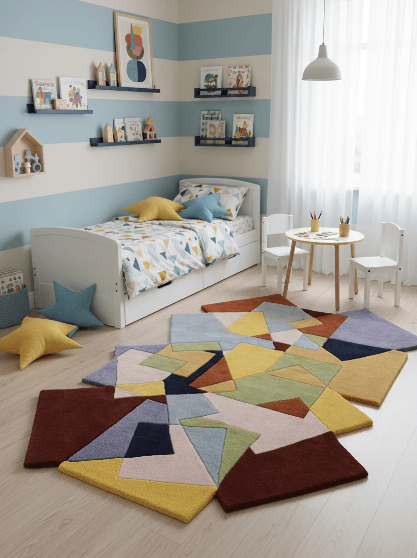 Modern Stacked Blocks Multicolor Hand Tufted 4x6 Wool Area Rug - Image 2
