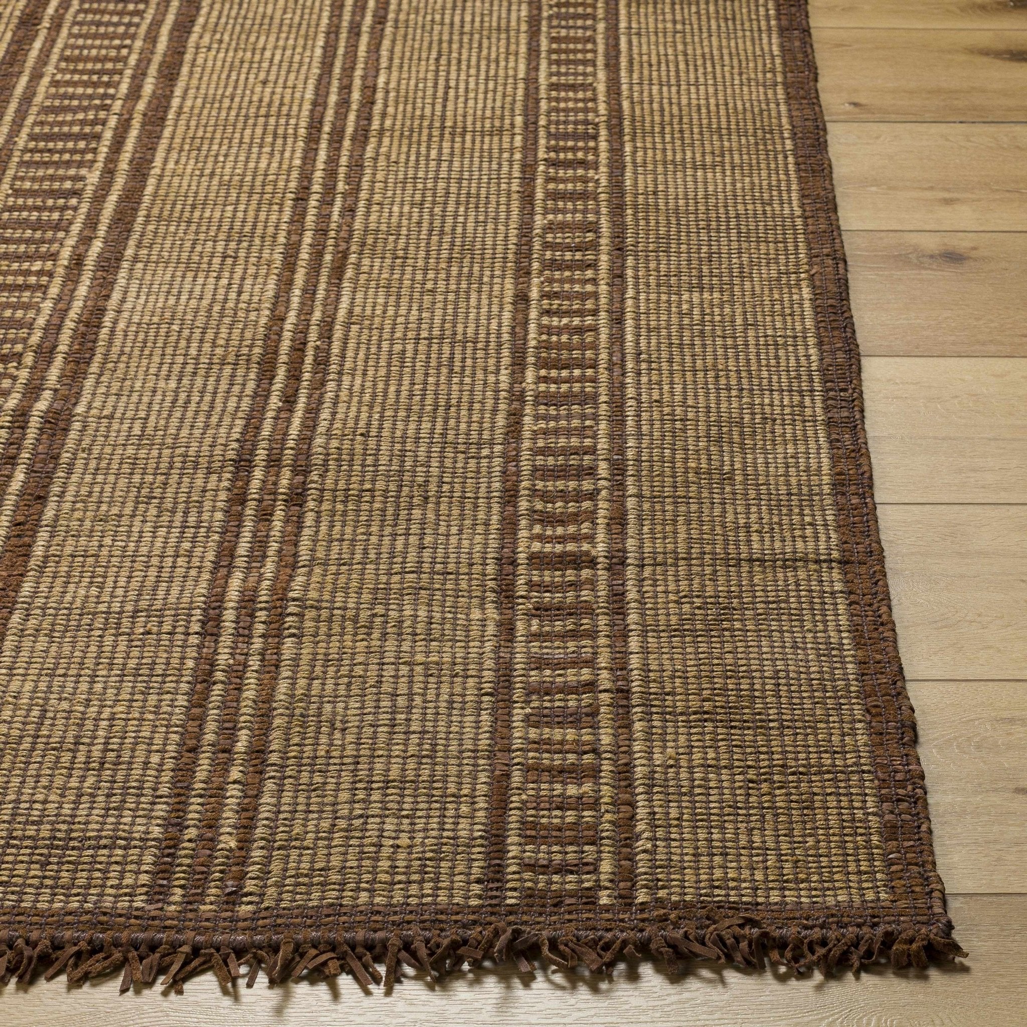 Modern Striped Pattern Brown Hand Woven Jute Rug - Image 2