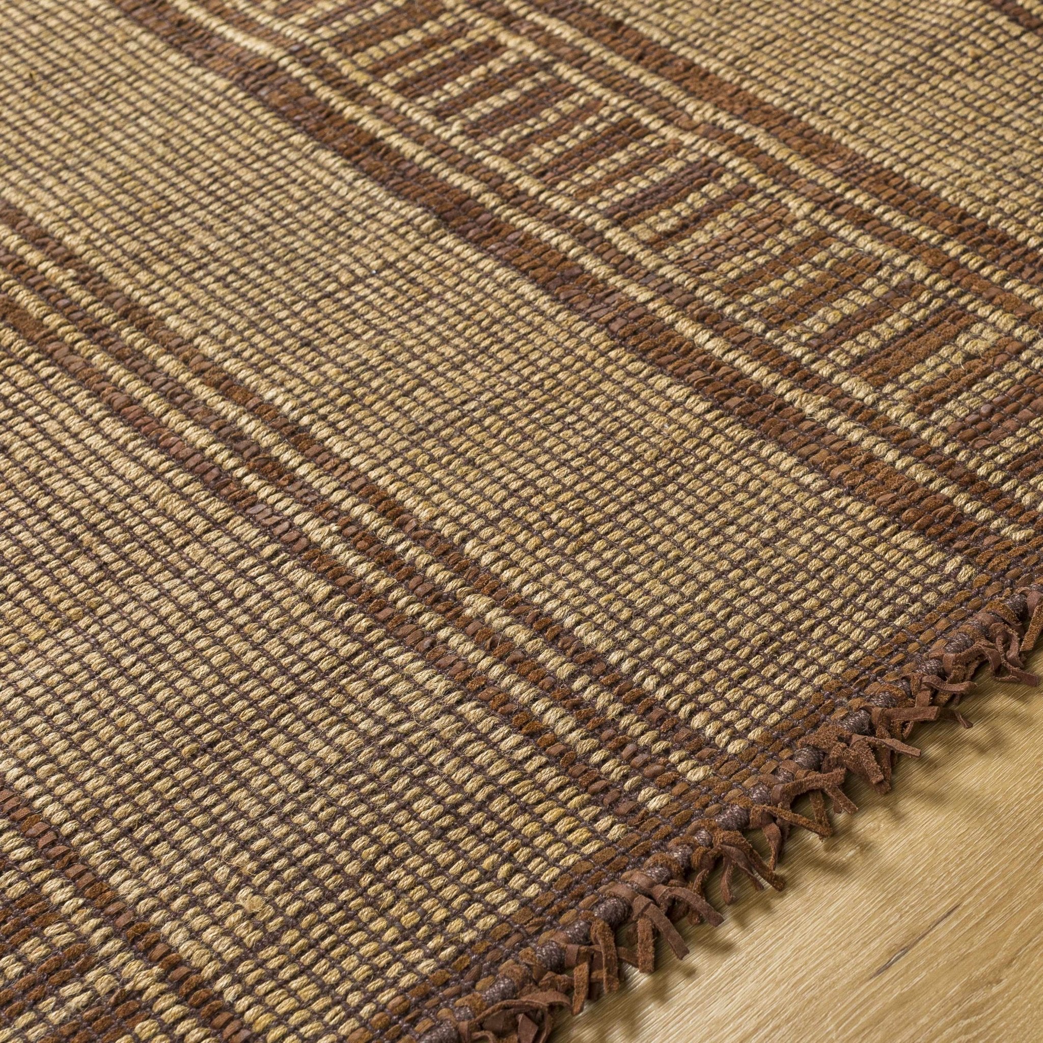 Modern Striped Pattern Brown Hand Woven Jute Rug - Image 3