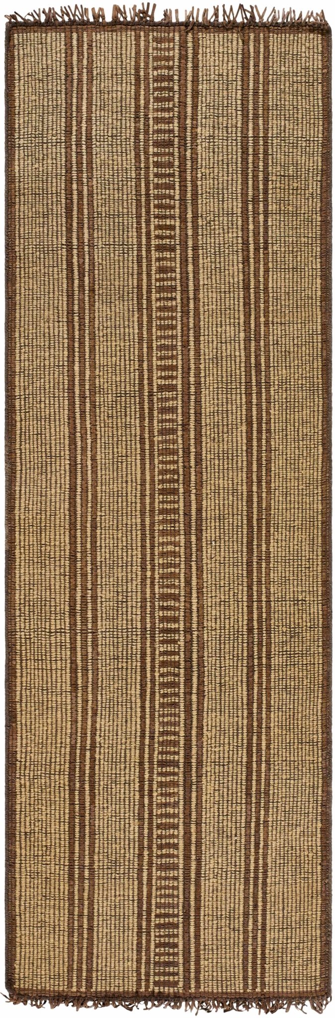 Modern Striped Pattern Brown Hand Woven Jute Rug - Image 5