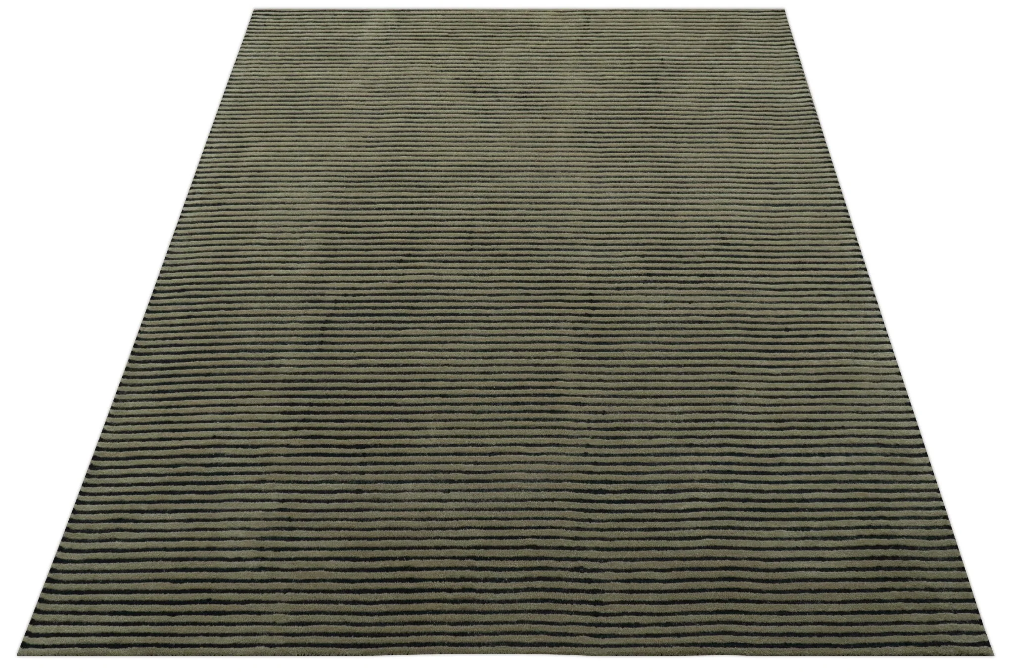 Modern Stripes Design Black And Brown 8x10 Hand Tufted Wool Area Rug - Image 11