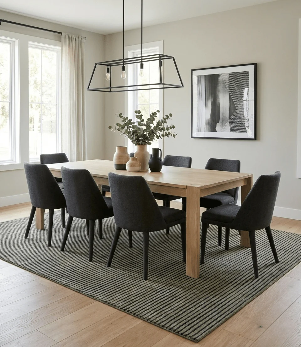 Modern Stripes Design Black And Brown 8x10 Hand Tufted Wool Area Rug - Image 2