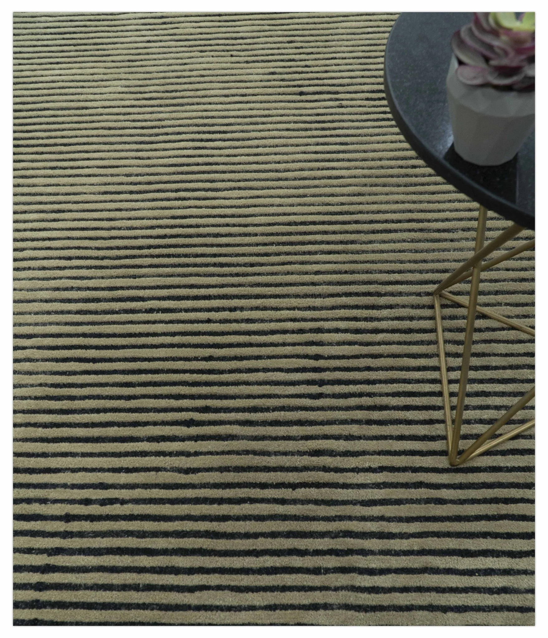 Modern Stripes Design Black And Brown 8x10 Hand Tufted Wool Area Rug - Image 8