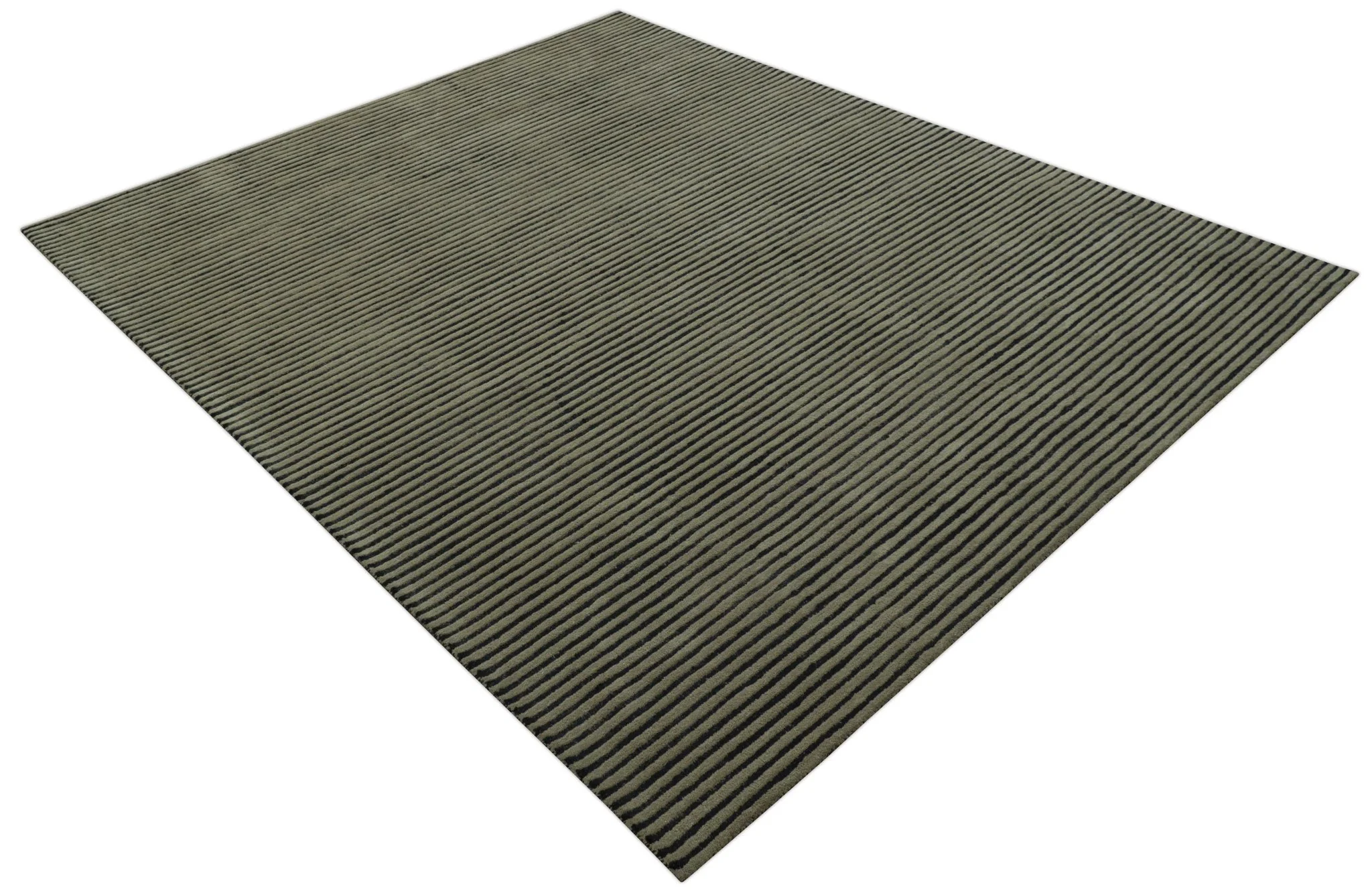 Modern Stripes Design Black And Brown Hand Tufted Custom Made Wool Area Rug - Image 11