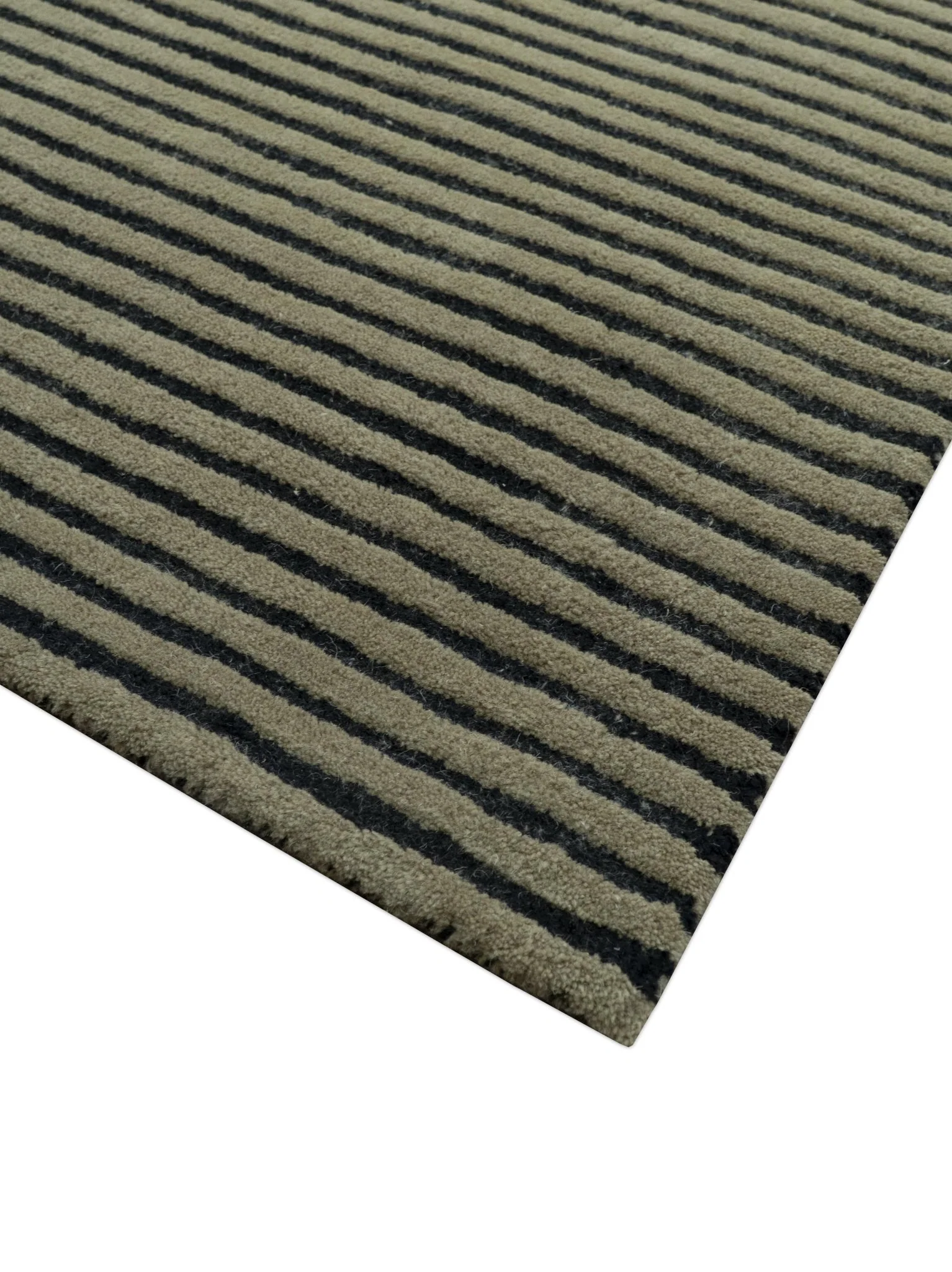 Modern Stripes Design Black And Brown Hand Tufted Custom Made Wool Area Rug - Image 3