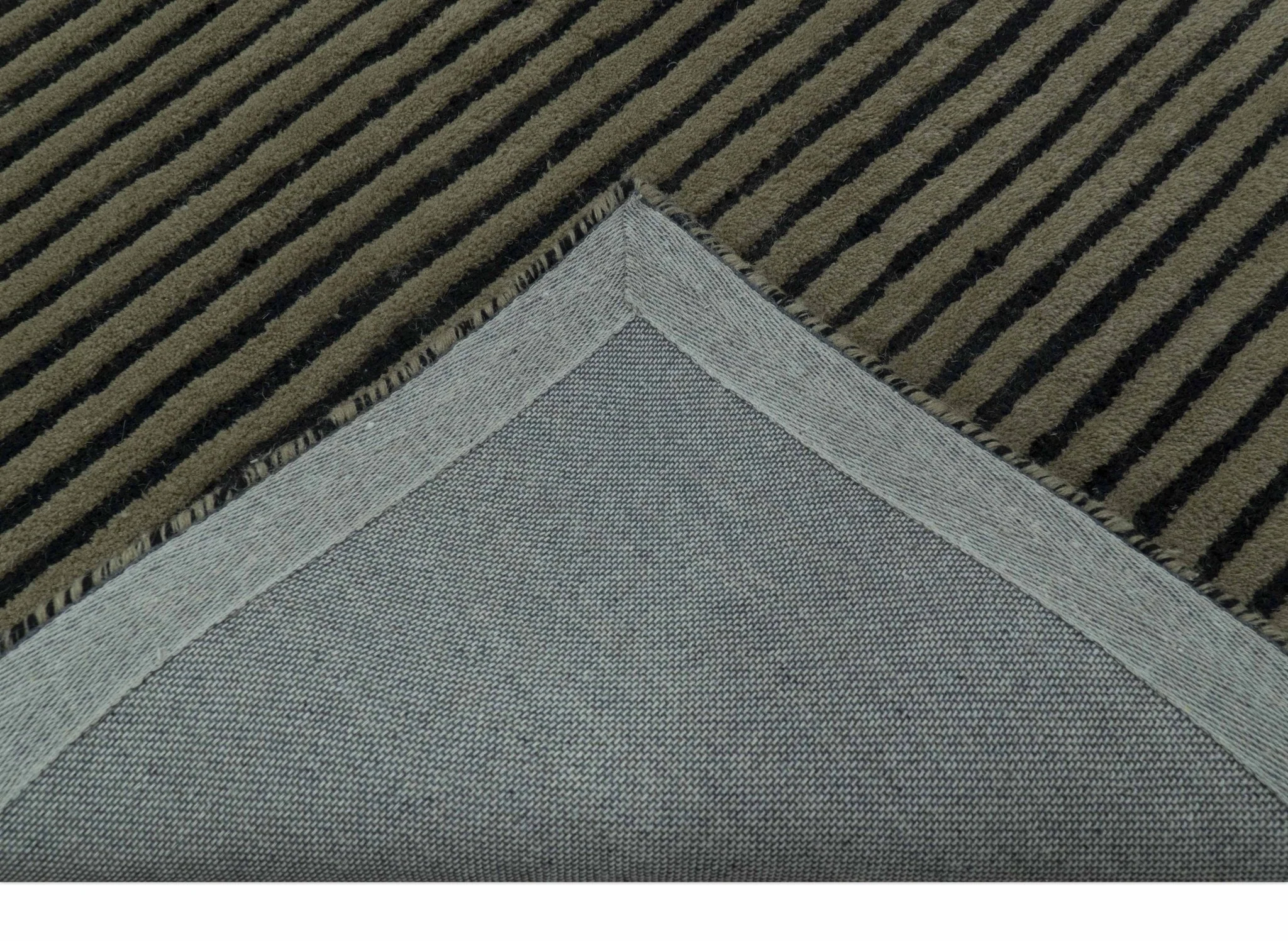 Modern Stripes Design Black And Brown Hand Tufted Custom Made Wool Area Rug - Image 4