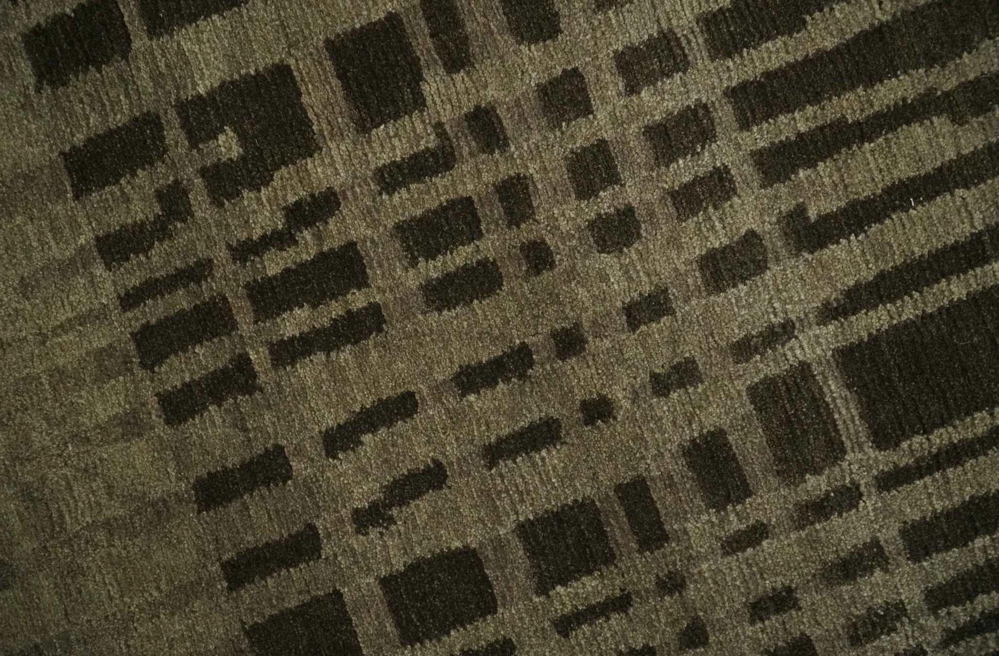 Modern Stripes Design Charcoal and Greenish Brown 6x8 Hand knotted wool area Rug - Image 5