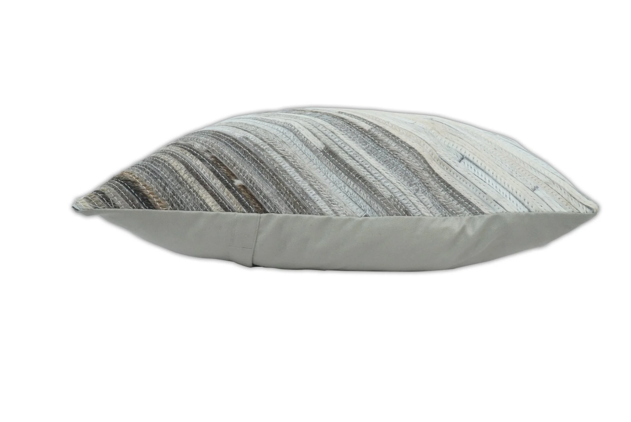 Modern Stripes Ivory and Gray Genuine Leather Accent Pillow, Cushion - Only Cover - Image 5