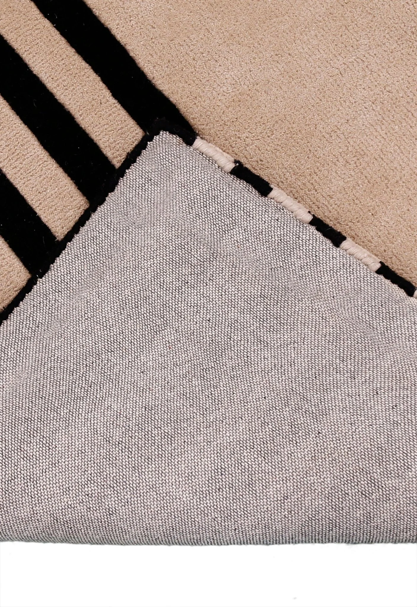 Modern Stripes Pattern Beige Hand Tufted 5x7 Wool Area Rug - Image 3