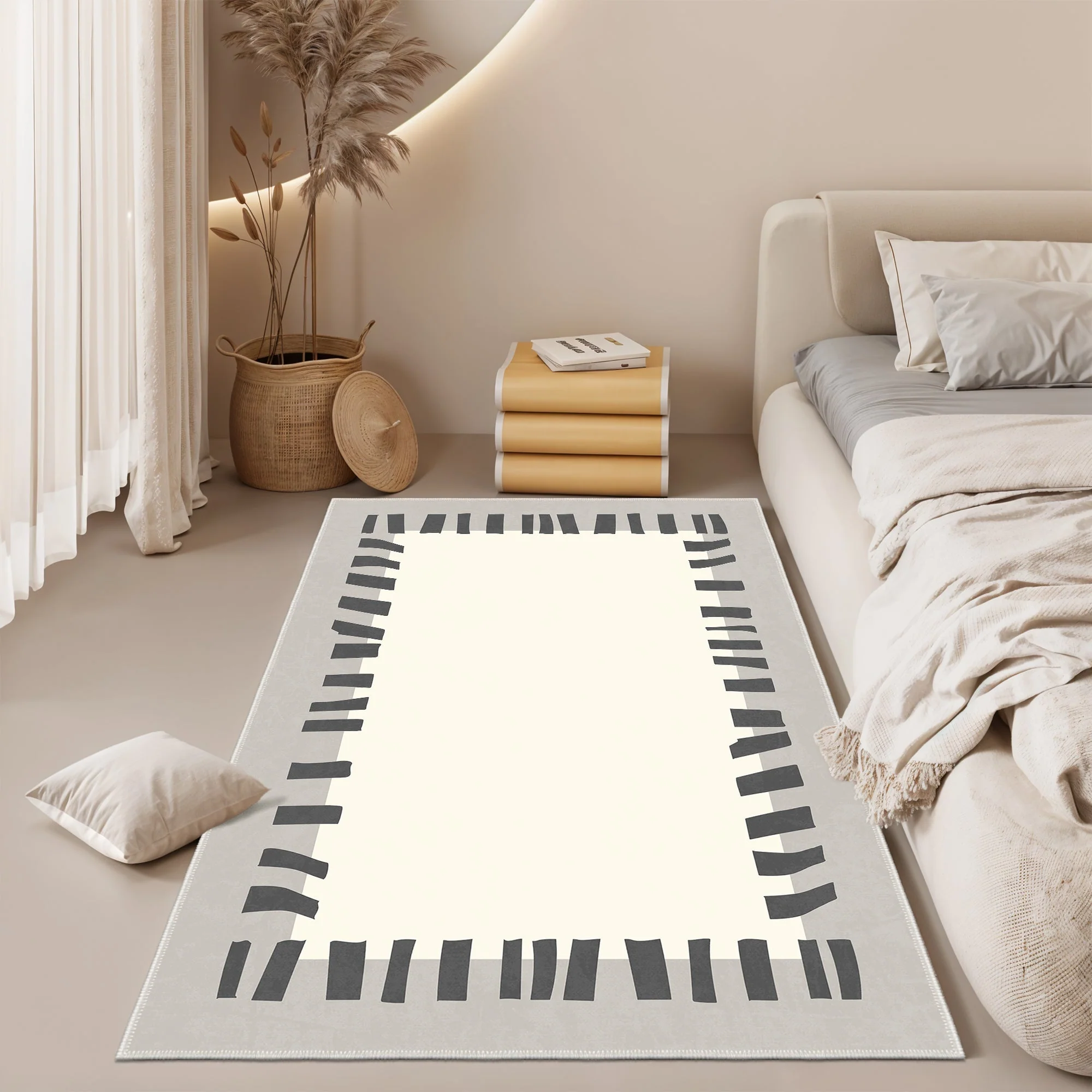Modern Style Beige And Gray Machine Washable Cotton Area Rug - Image 2