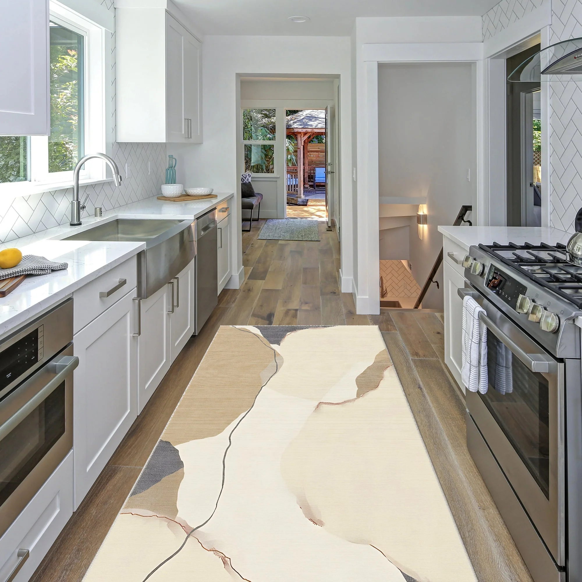 Modern Style Beige Machine Washable Cotton Area Rug - Image 4