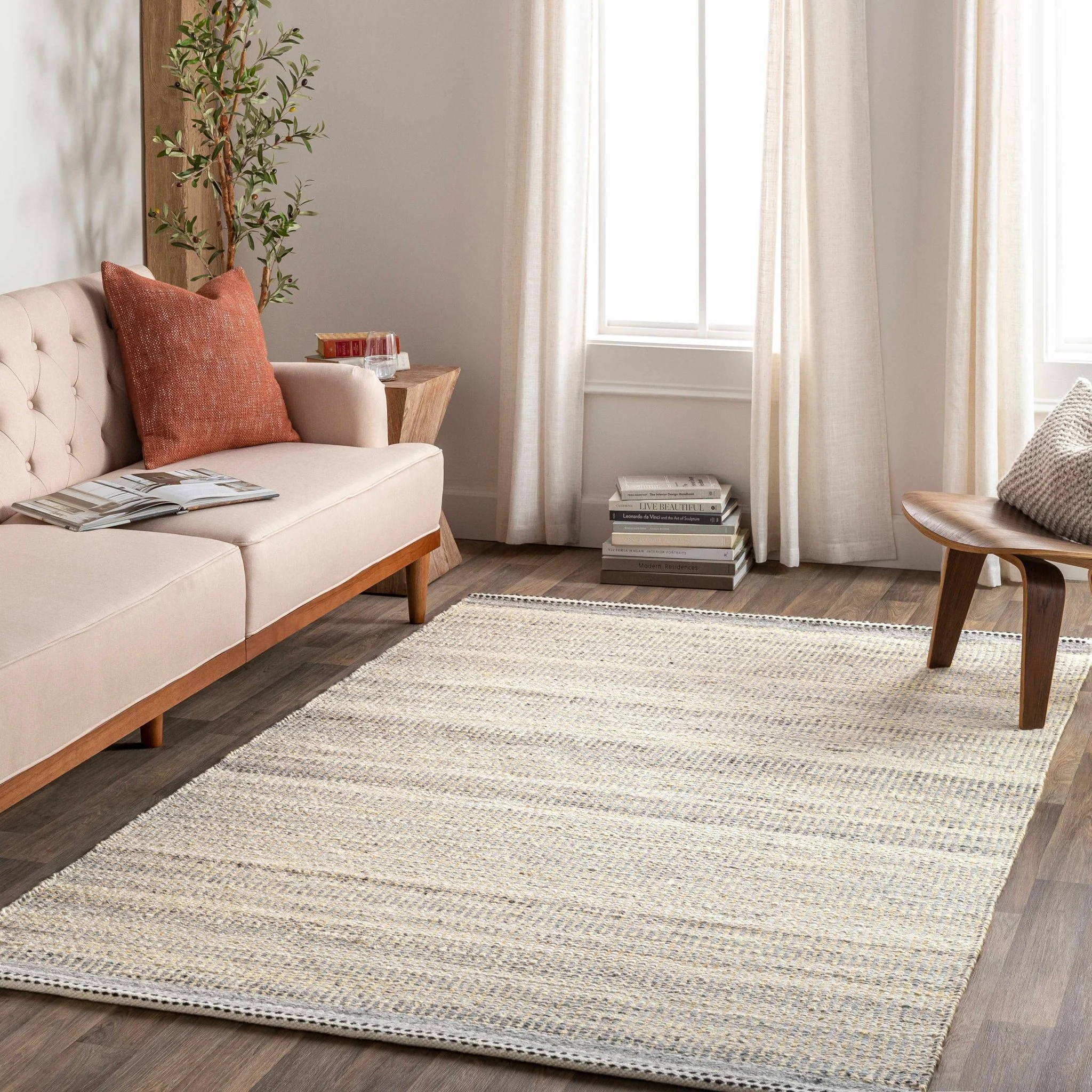 Modern Style Gray And Beige Jute Rug - Image 3