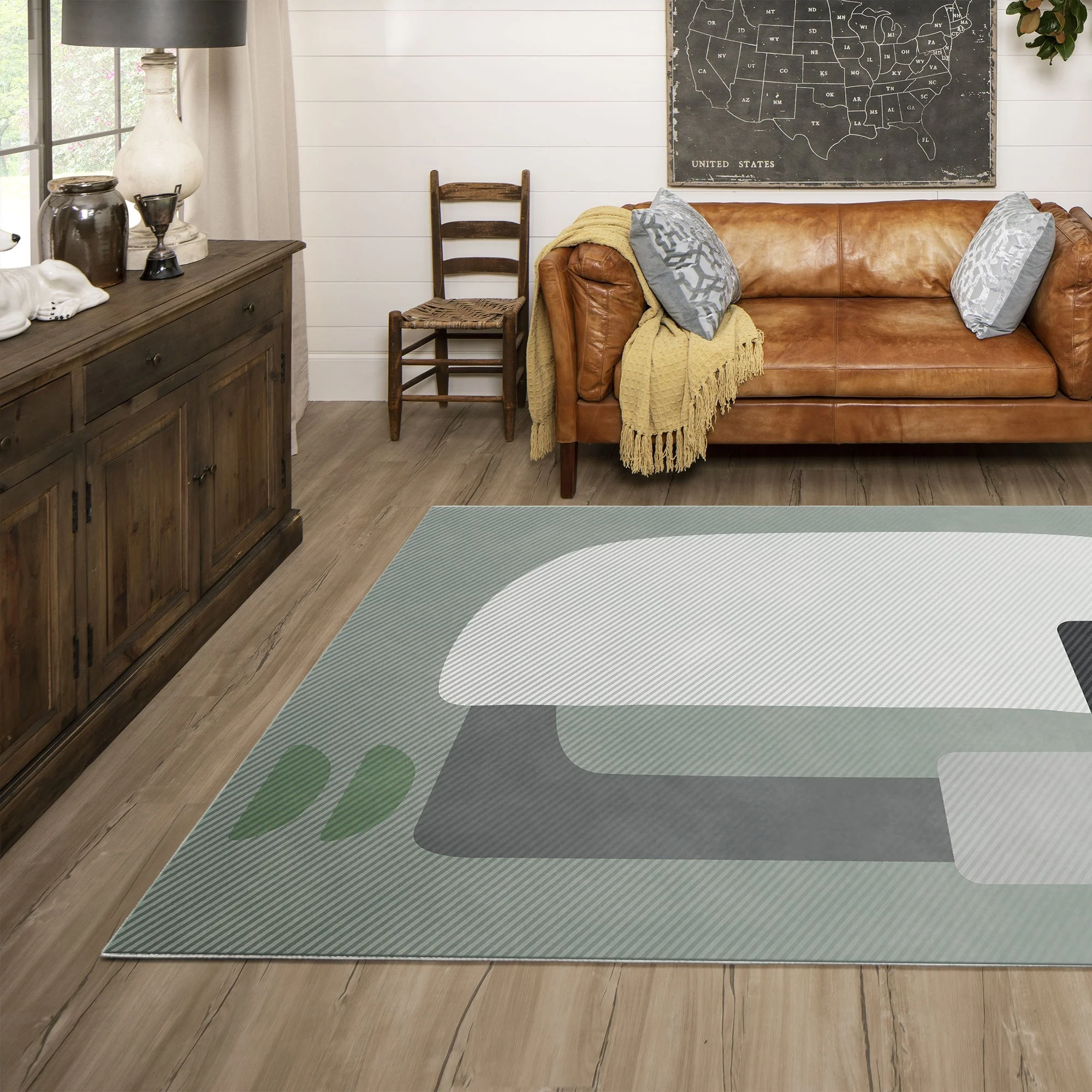 Modern Style Gray Machine Washable Cotton Area Rug - Image 2