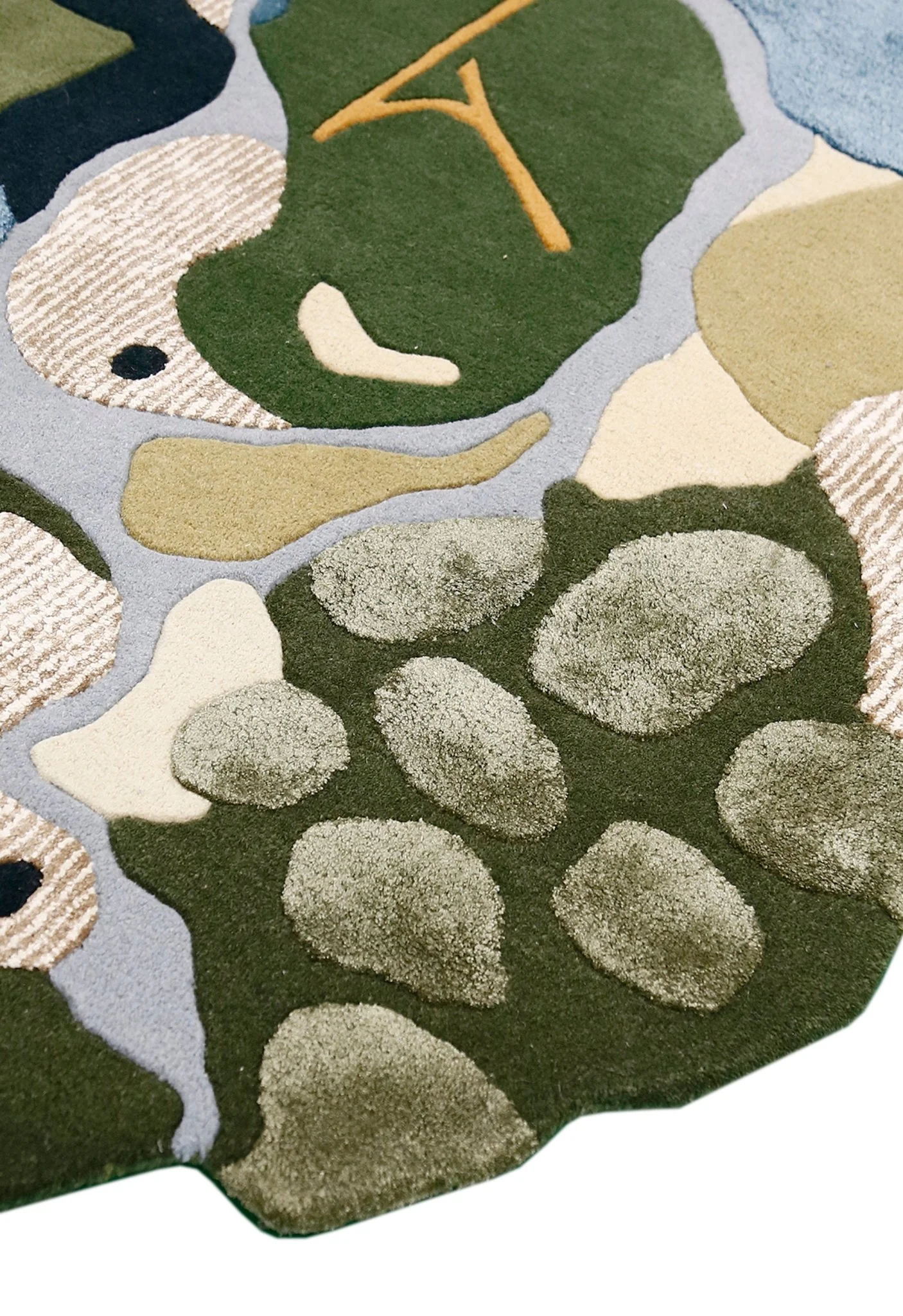 Golf course Modern Style Green Hand Tufted Wool Area Rug - Image 3