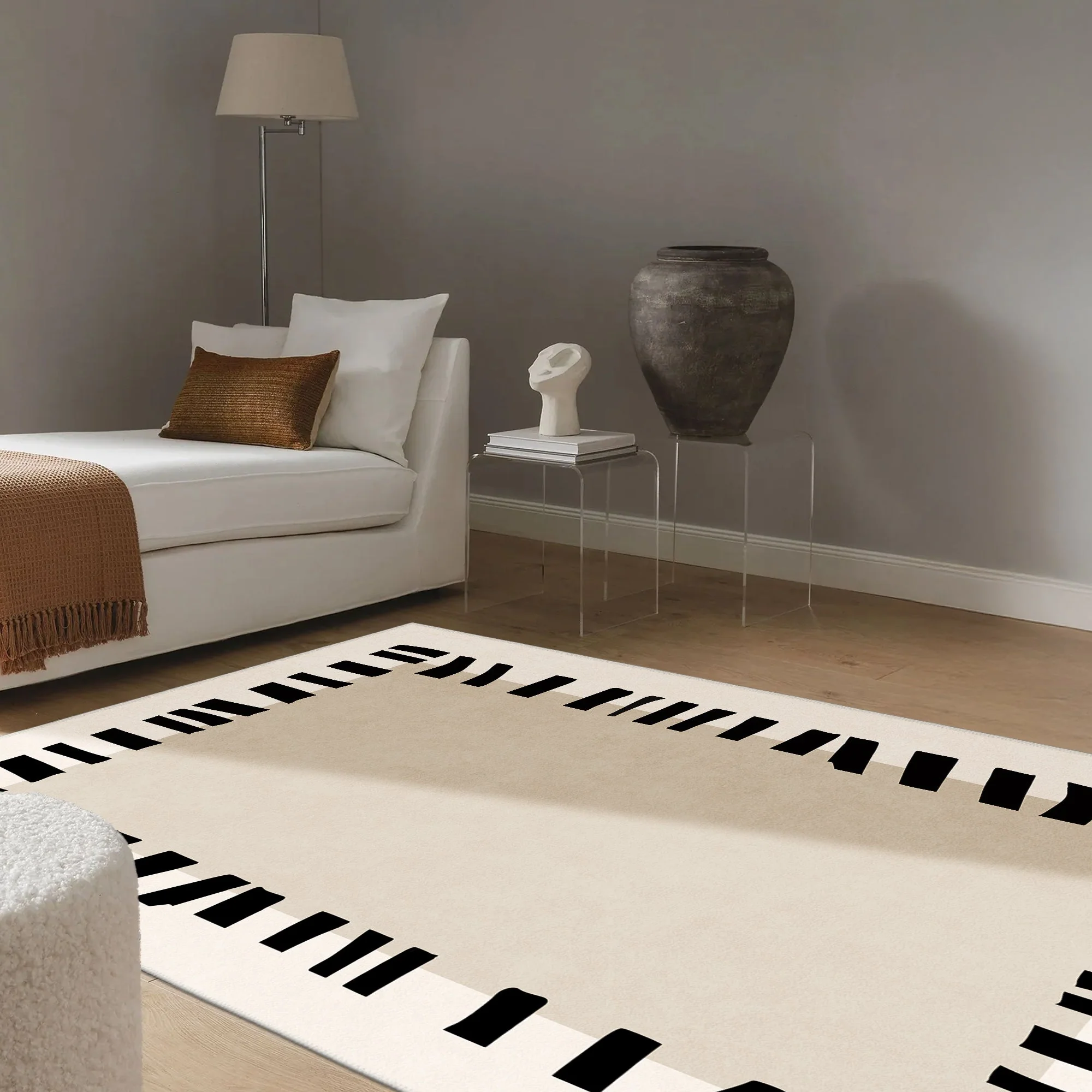 Modern Style Ivory Machine Washable Cotton Area Rug - Image 3