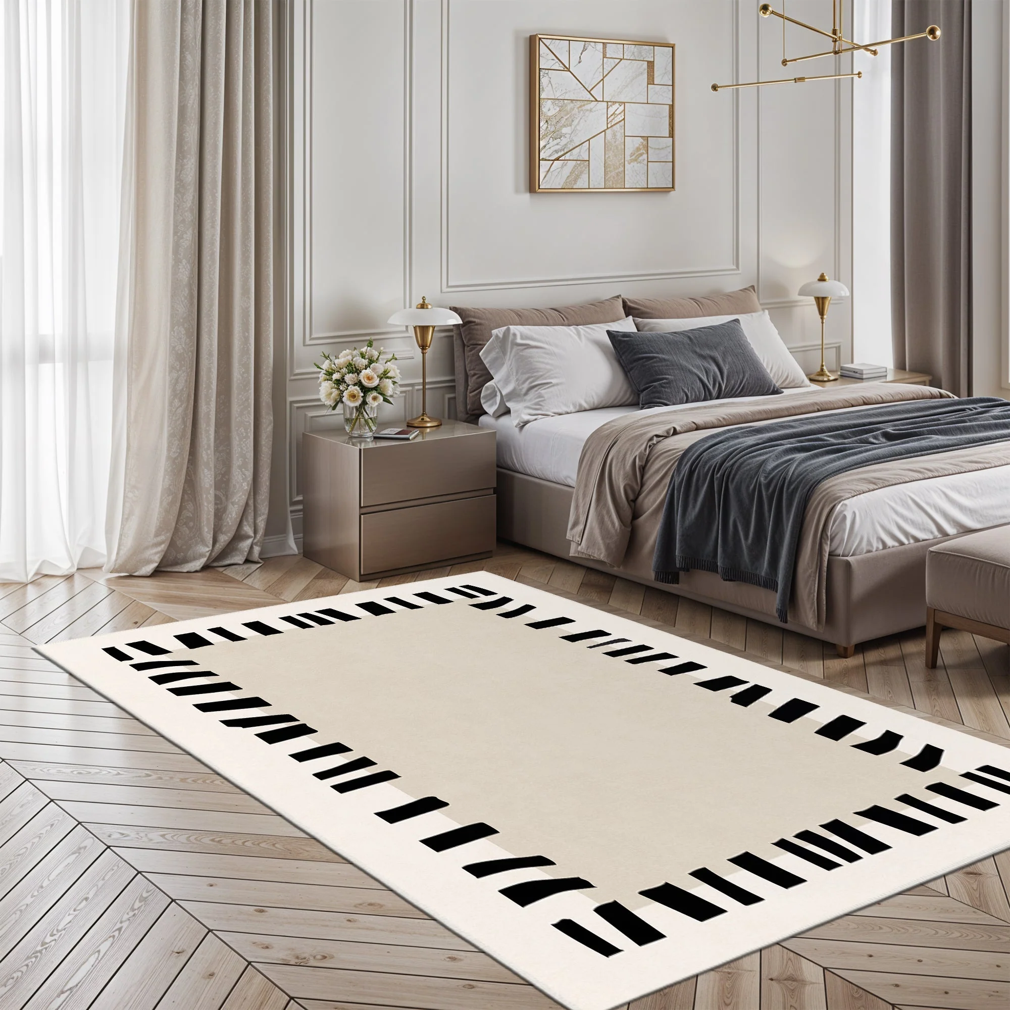 Modern Style Ivory Machine Washable Cotton Area Rug - Image 5