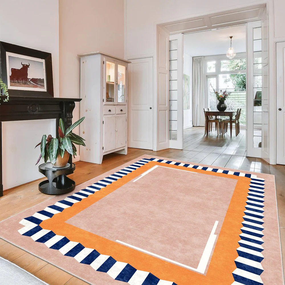 Modern Style Peach Cotton Machine Washable Area Rug - Image 2