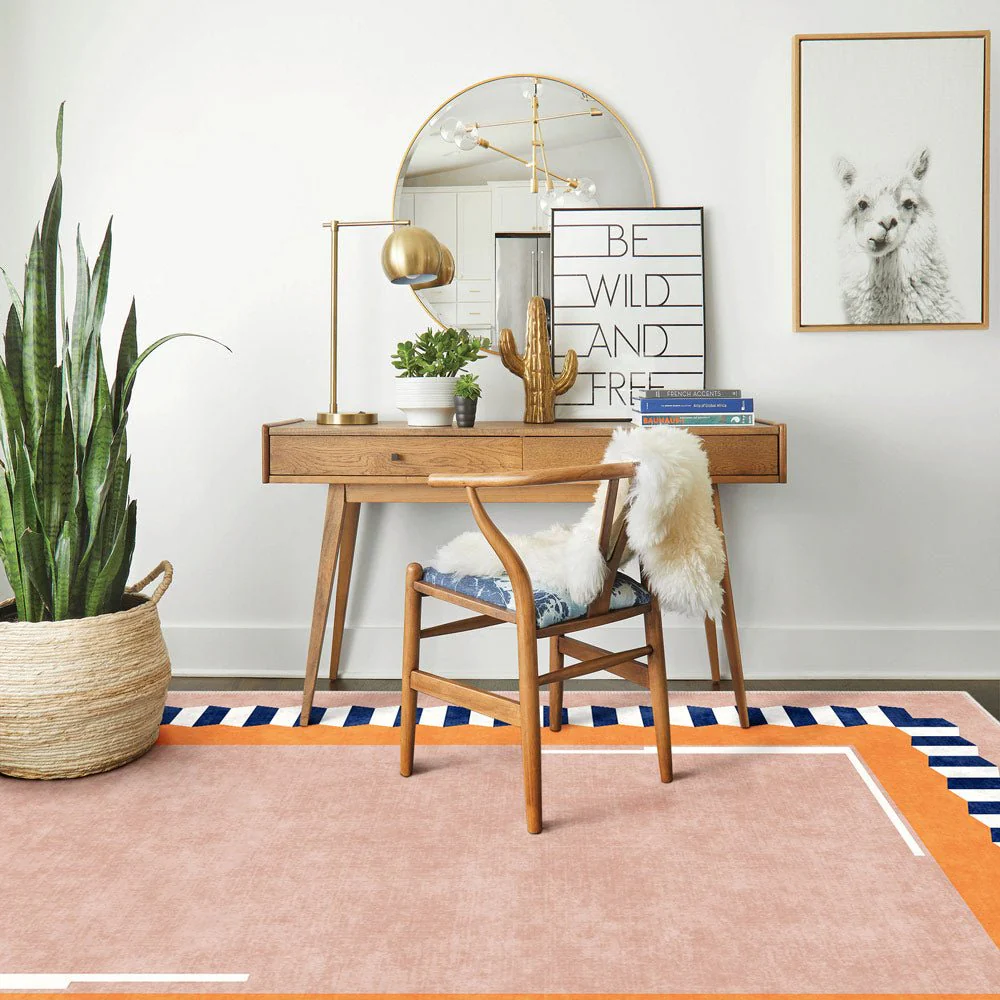 Modern Style Peach Cotton Machine Washable Area Rug - Image 4