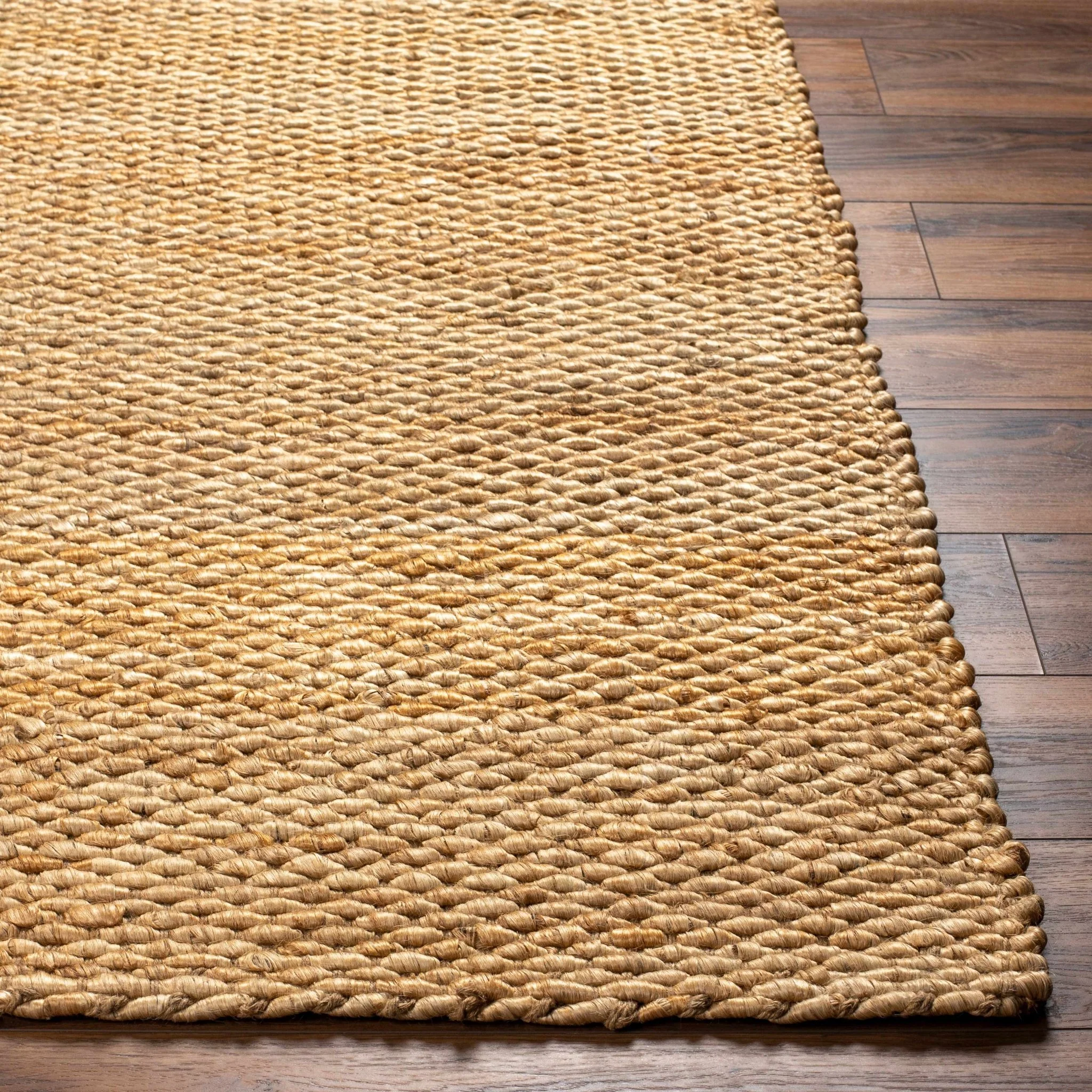 Modern Style Tan And Brown Hand Woven Jute Rug - Image 3