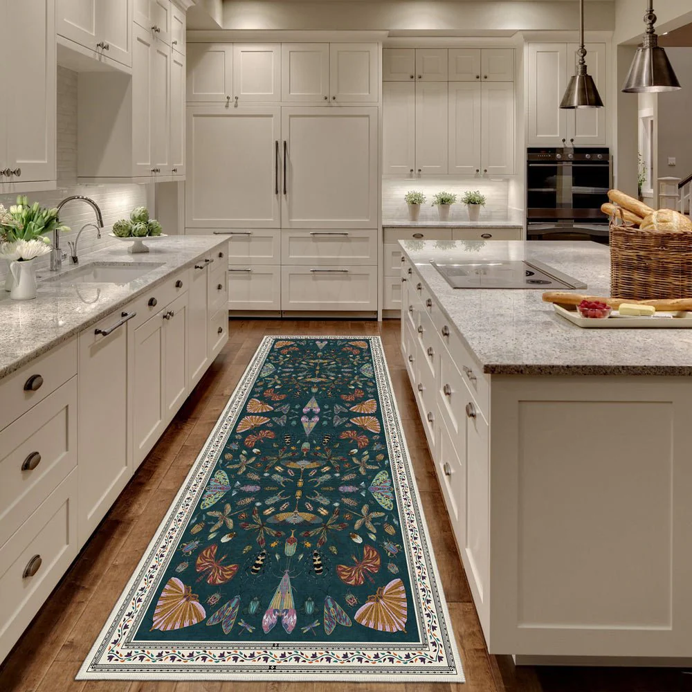 Modern Style Teal Machine Washable Cotton Area Rug - Image 3