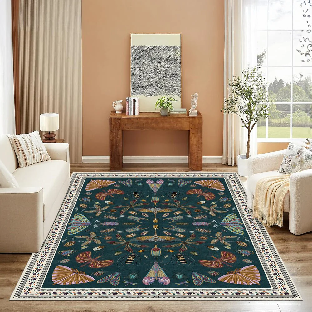 Modern Style Teal Machine Washable Cotton Area Rug - Image 4