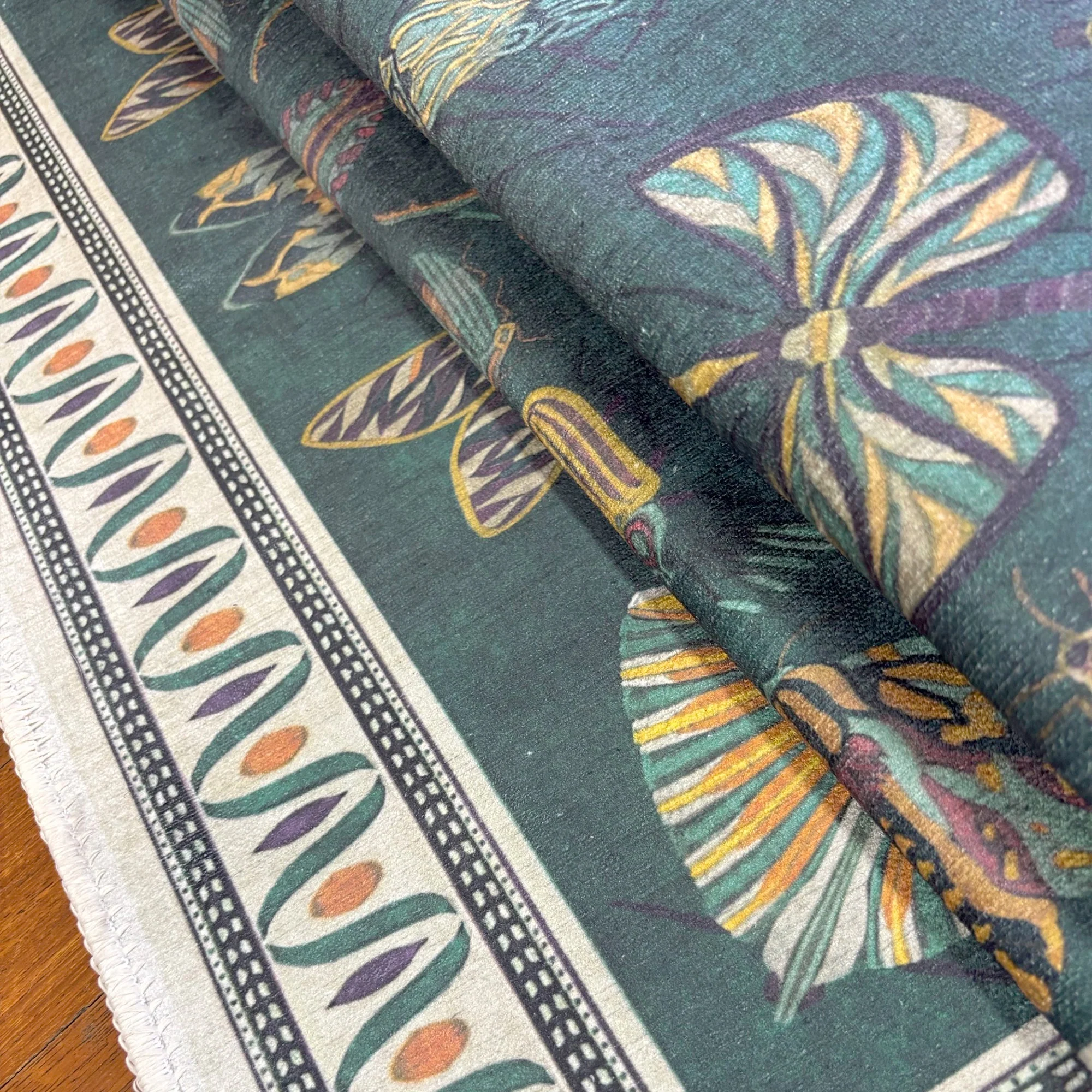 Modern Style Teal Machine Washable Cotton Area Rug - Image 7