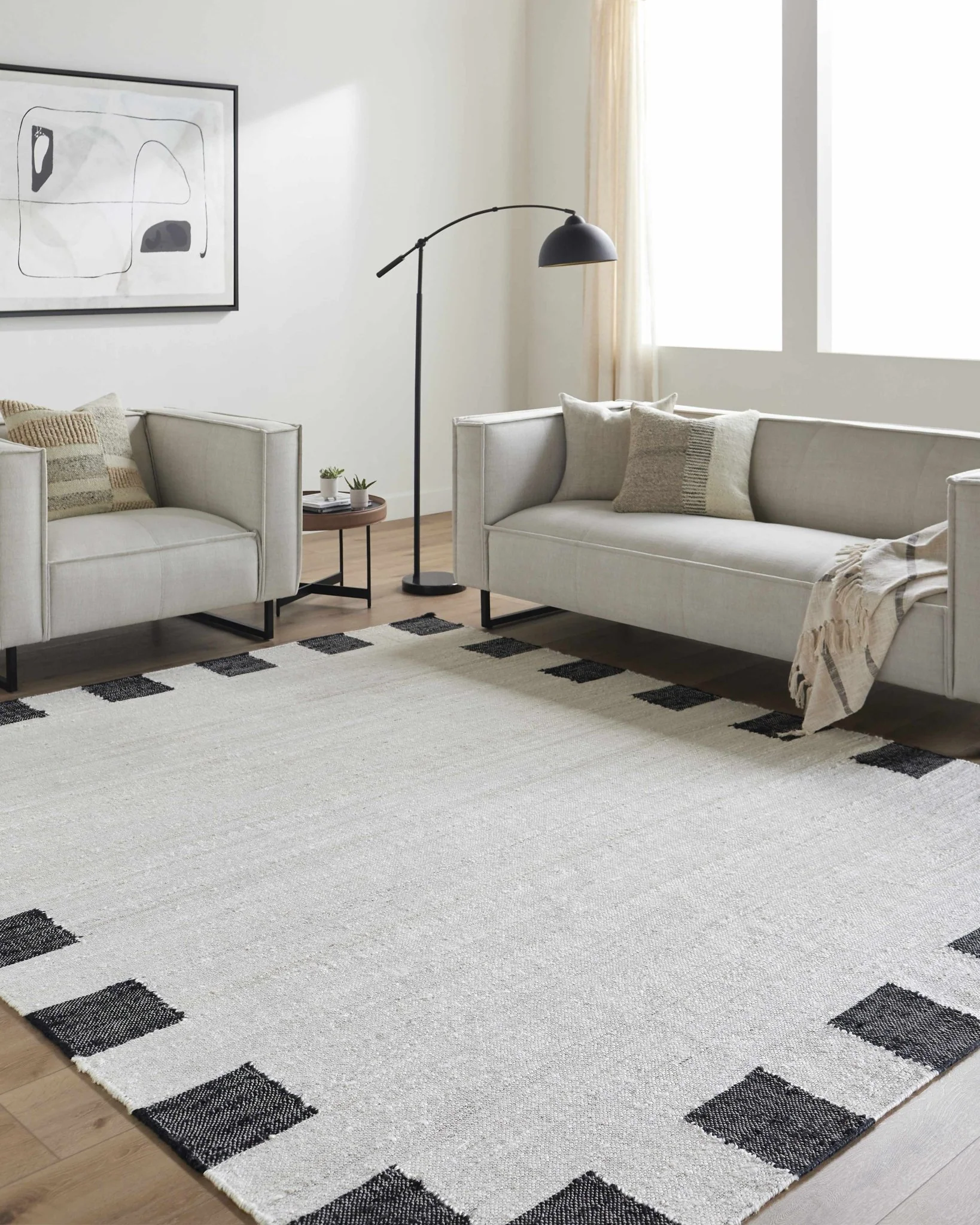 Modern Style White Hand Woven Jute Carpet - Image 2