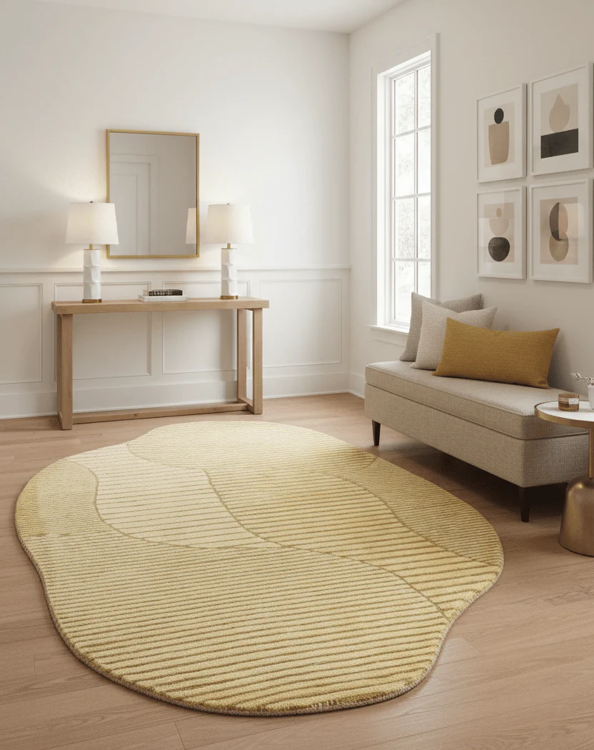 Stone Modern Style Yellow Hand Tufted 5x7 Wool Area Rug - Image 2