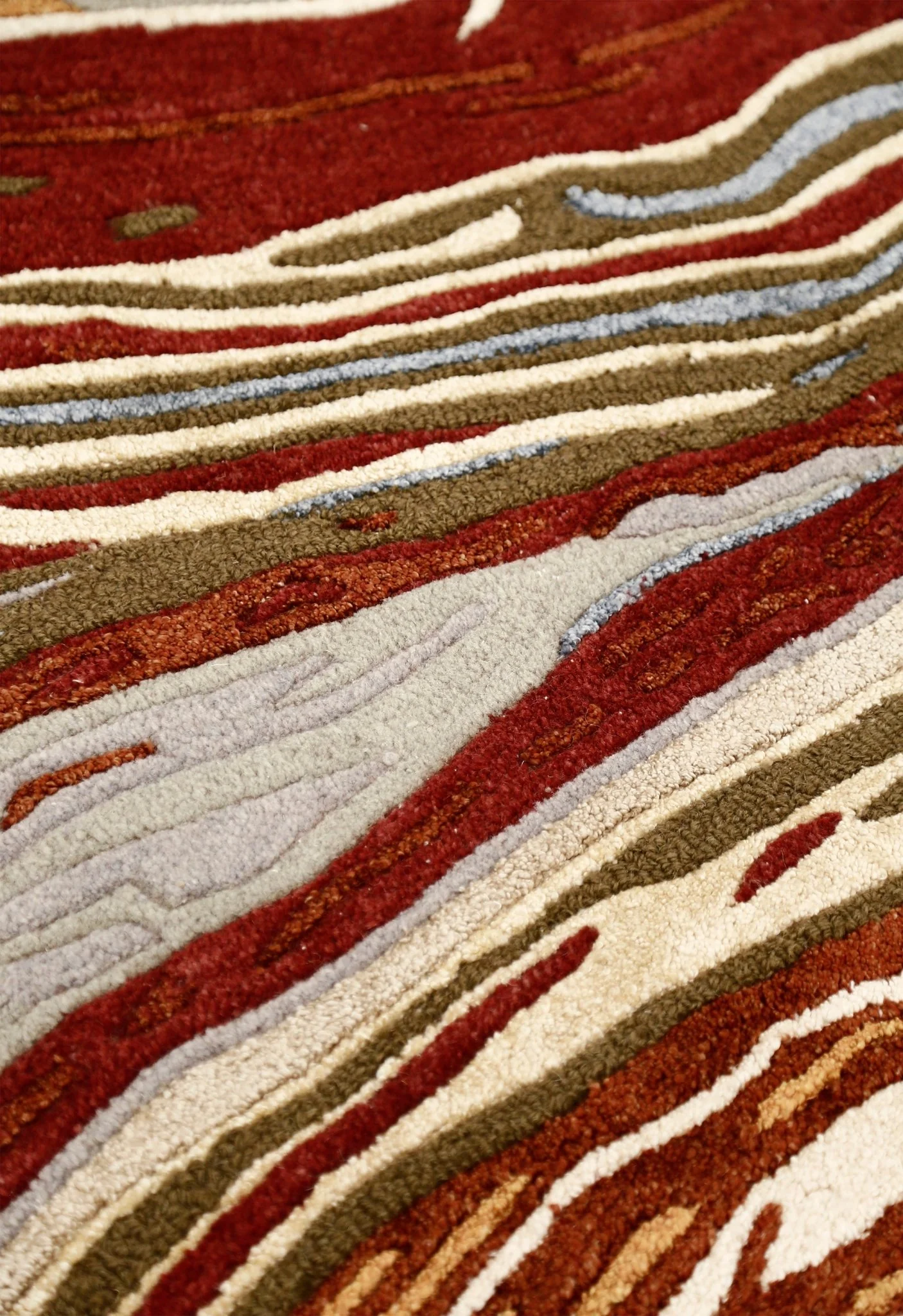 Fossil Modern Terracotta Maroon And Beige Hand Tufted 5x8 Wool Rug - Image 7