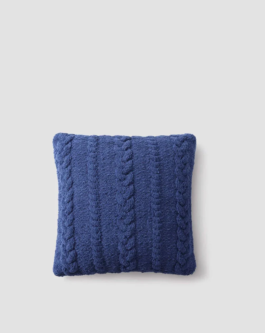 Modern Textured Knit Solid Black Braided Throw Pillow - Image 12