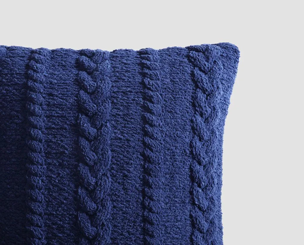 Modern Textured Knit Solid Black Braided Throw Pillow - Image 13