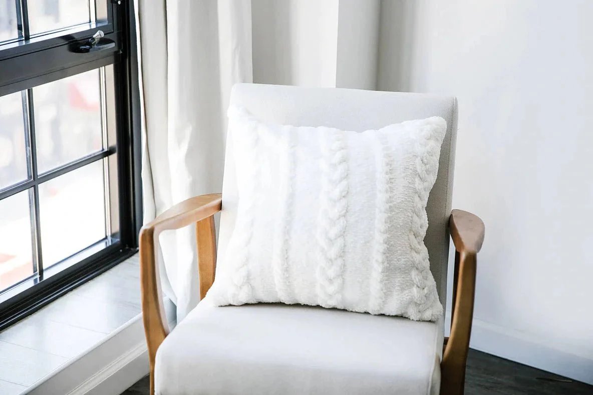 Modern Textured Knit Solid Black Braided Throw Pillow - Image 19