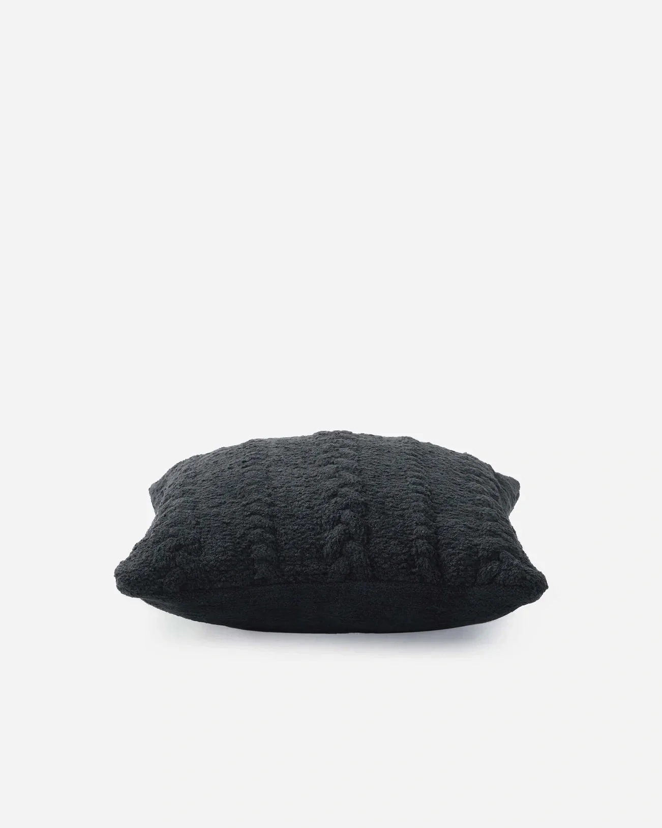Modern Textured Knit Solid Black Braided Throw Pillow - Image 3