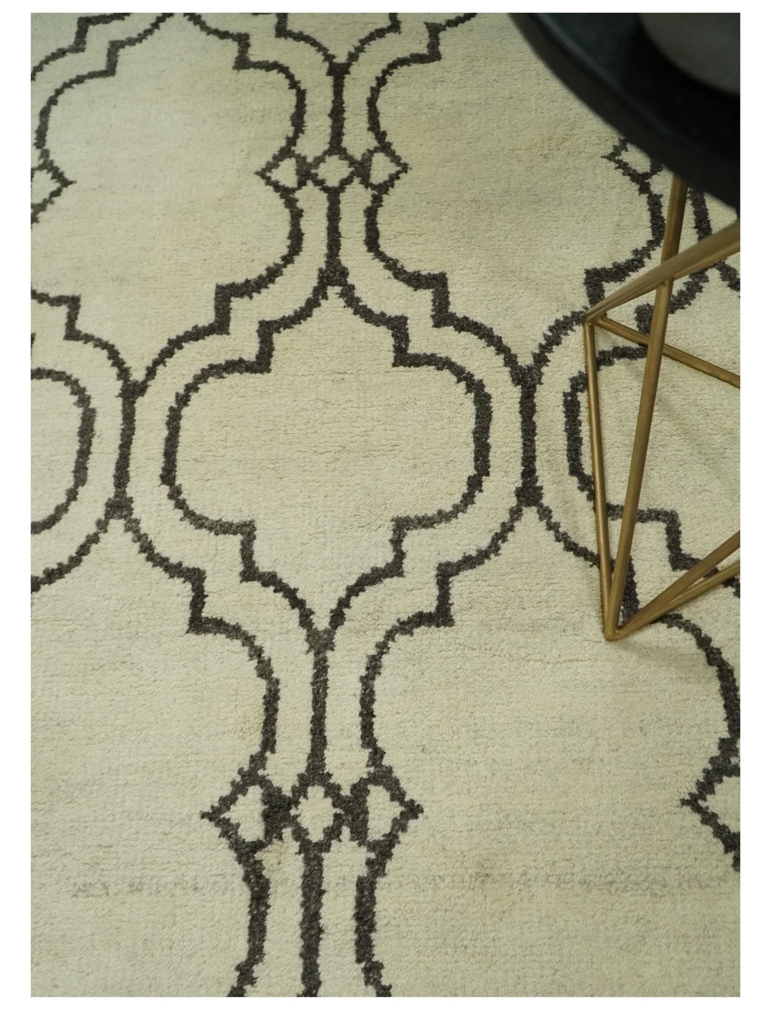 Modern Moroccan Trellis 6x8 Ivory and Brown Natural Farmhouse Wool Hand Woven Rug | HL1 - Image 3
