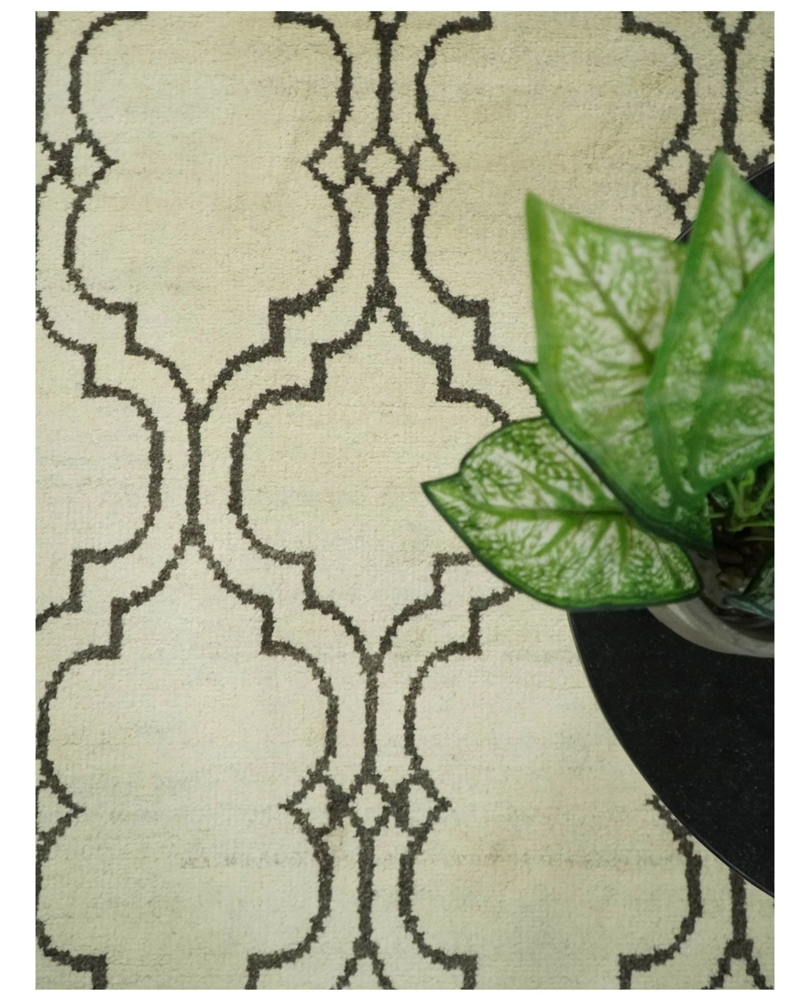 Modern Moroccan Trellis 6x8 Ivory and Brown Natural Farmhouse Wool Hand Woven Rug | HL1 - Image 6