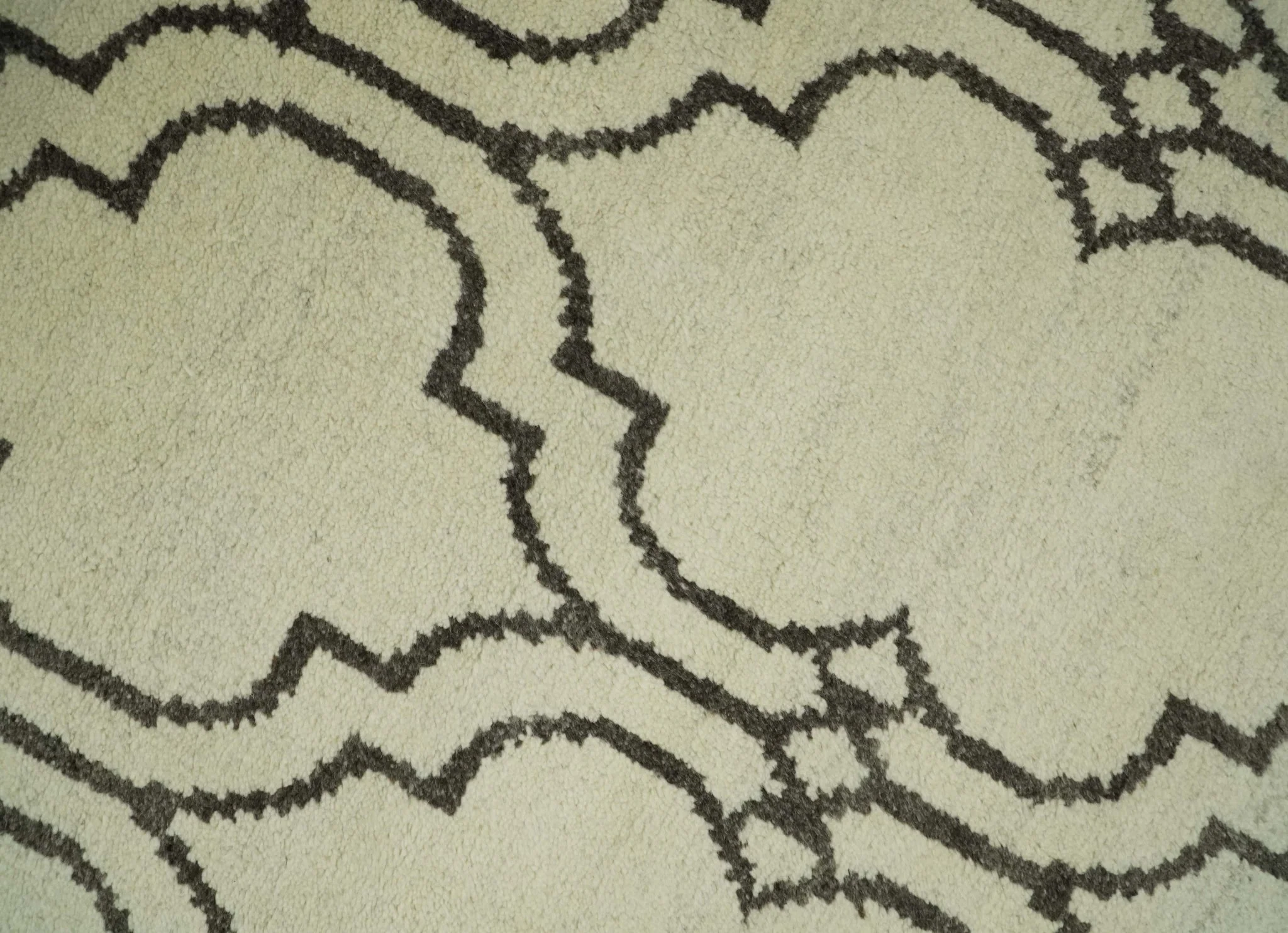 Modern Moroccan Trellis 6x8 Ivory and Brown Natural Farmhouse Wool Hand Woven Rug | HL1 - Image 7