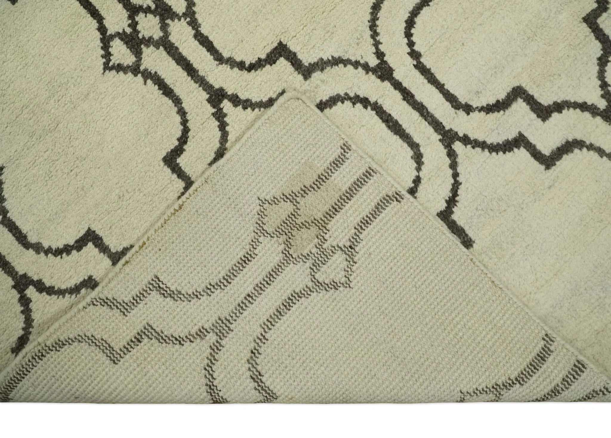 Modern Moroccan Trellis 6x8 Ivory and Brown Natural Farmhouse Wool Hand Woven Rug | HL1 - Image 9