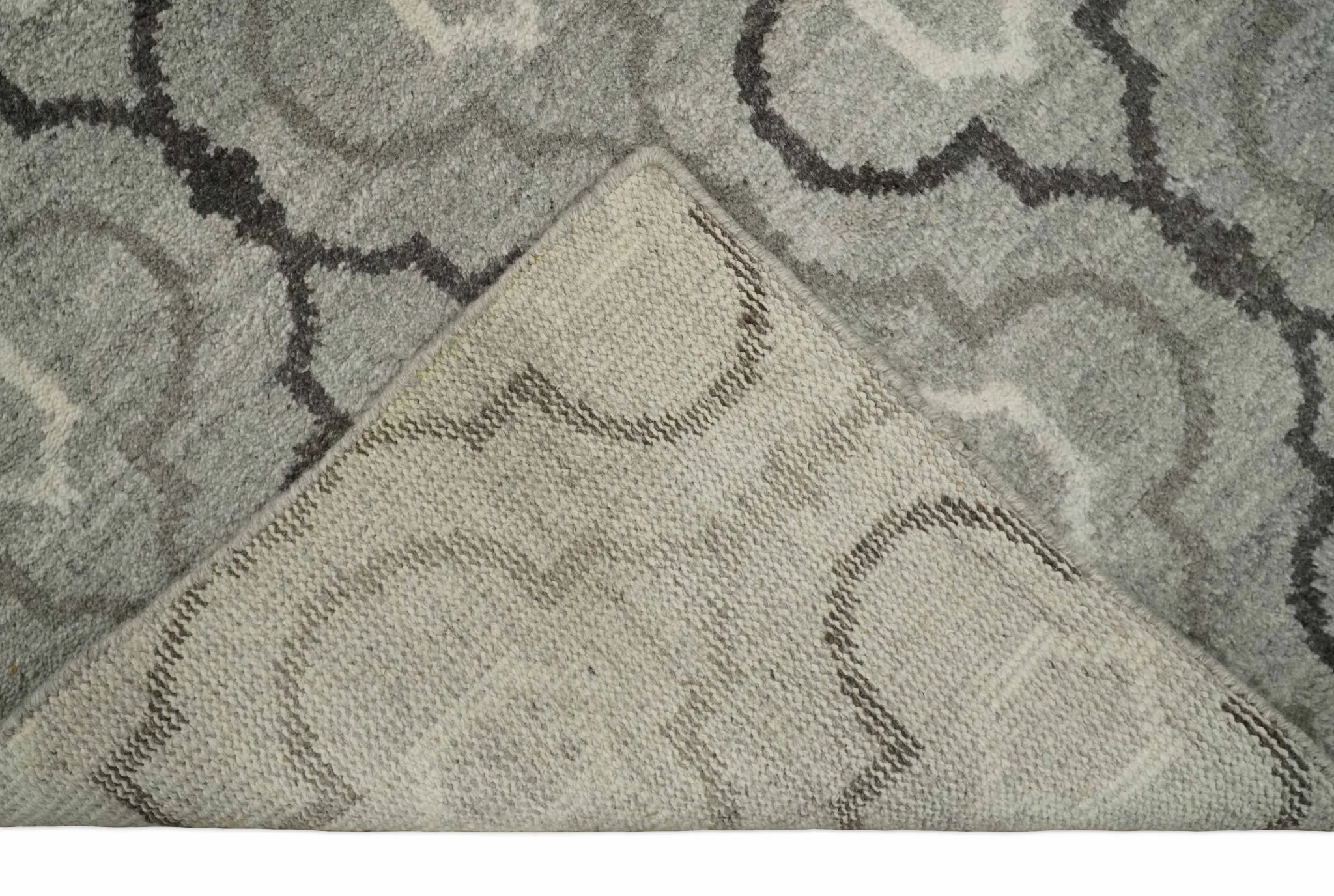 Modern Trellis Channel 6x8 Silver and Brown Natural Wool Hand Woven Rug | HL4 - Image 5
