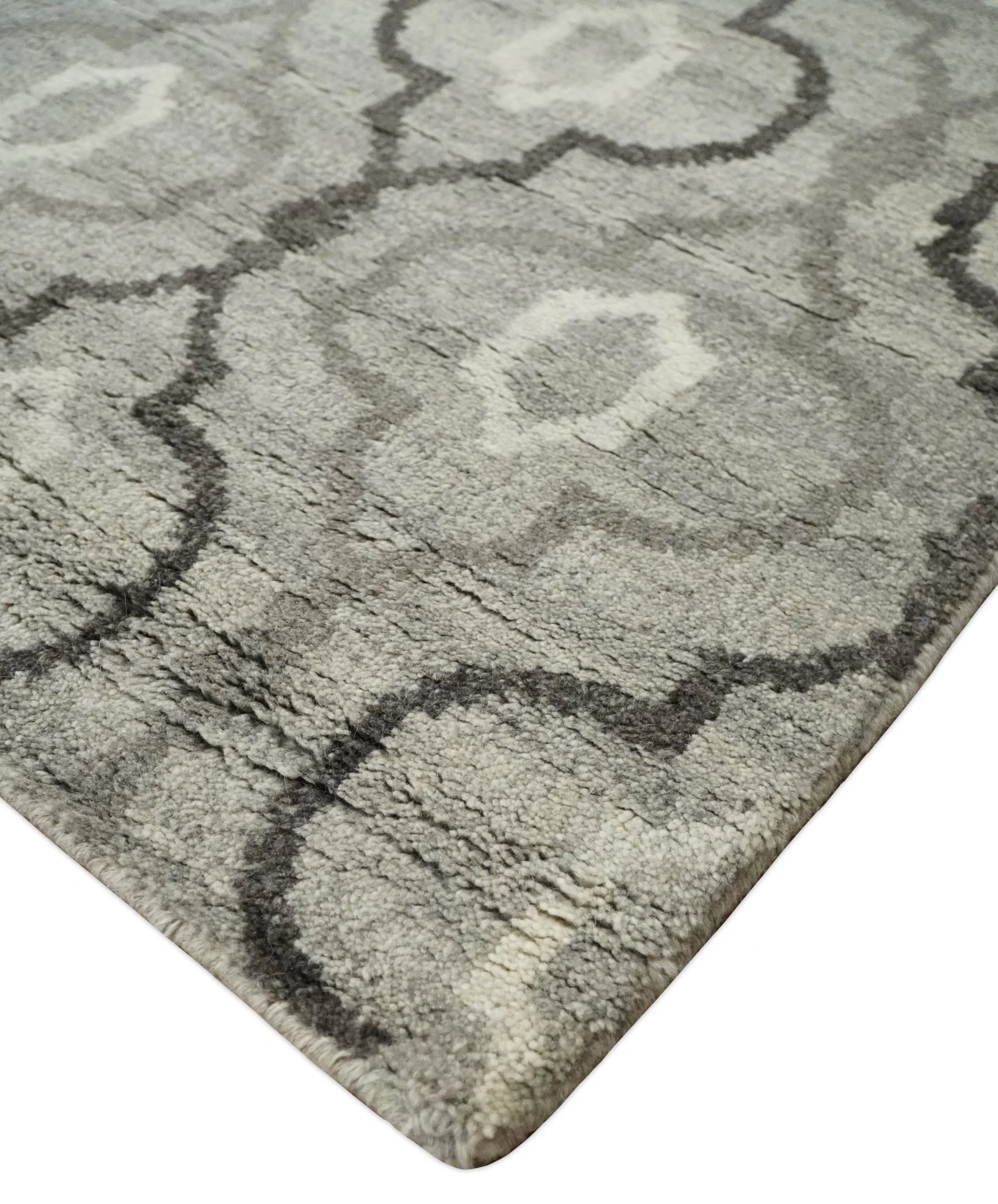 Modern Trellis Channel 6x8 Silver and Brown Natural Wool Hand Woven Rug | HL4 - Image 8