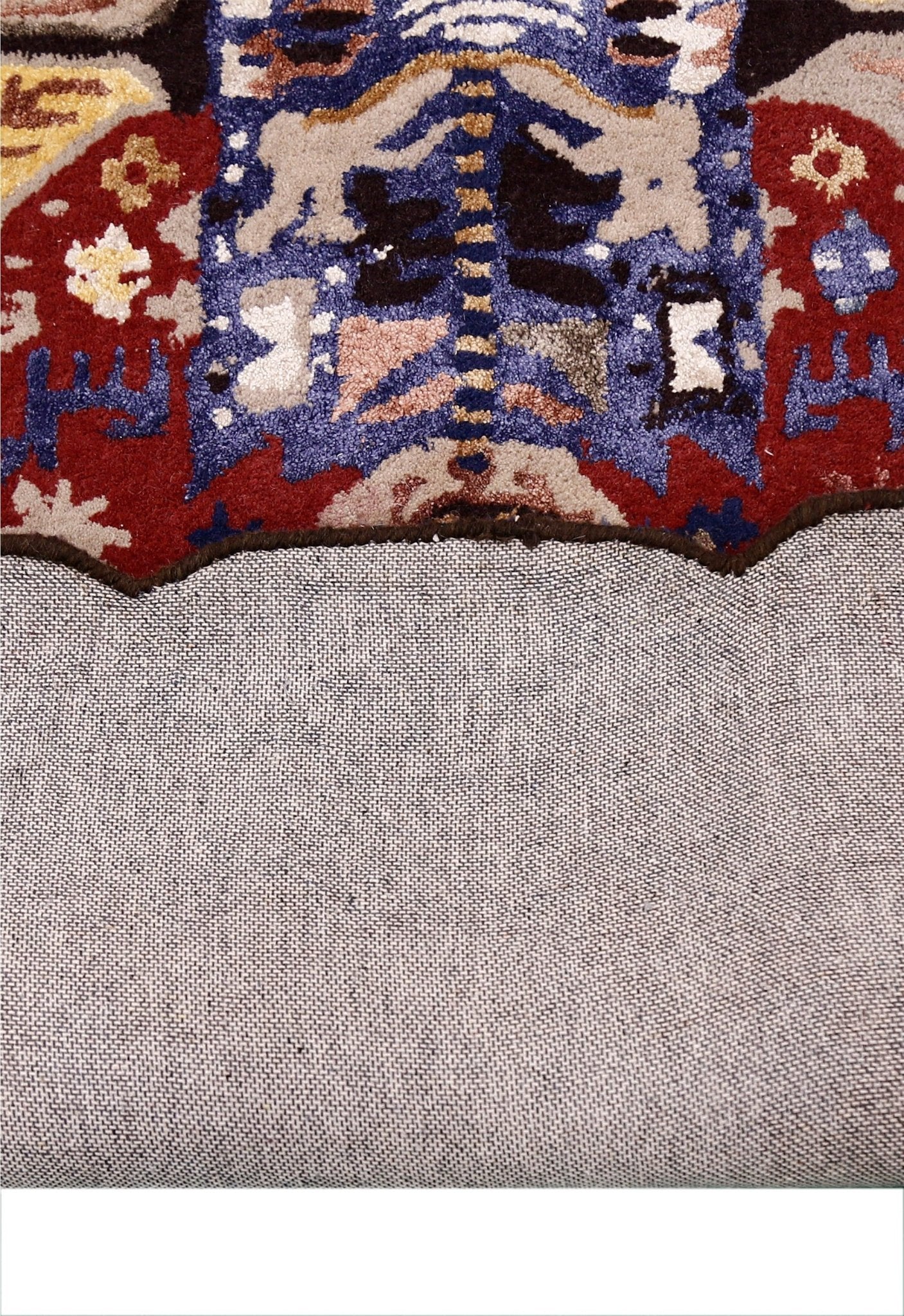 Modern Tribal Design Maroon Hand Tufted 4x8 Wool Area Rug - Image 4