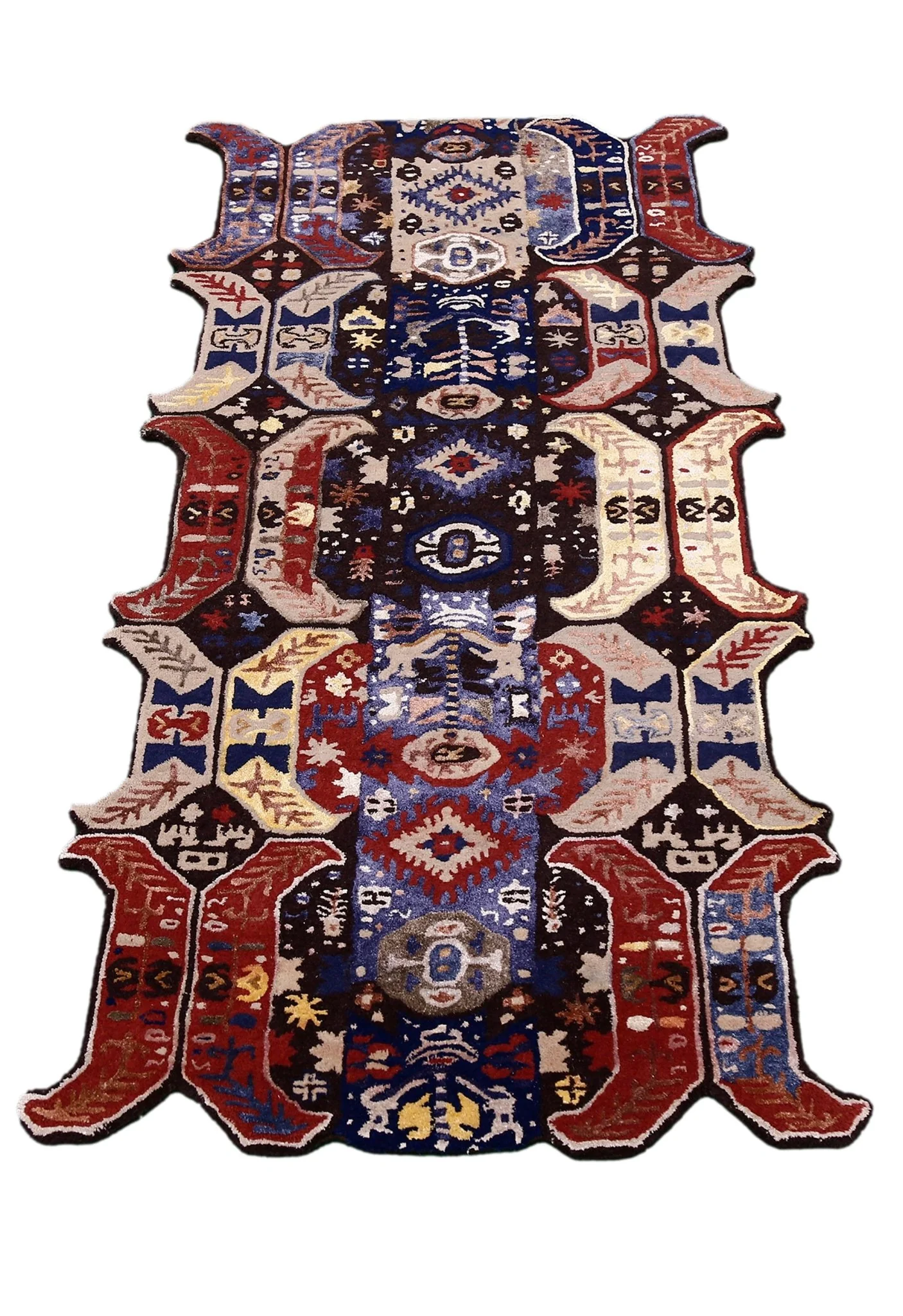 Modern Tribal Design Maroon Hand Tufted 4x8 Wool Area Rug - Image 8