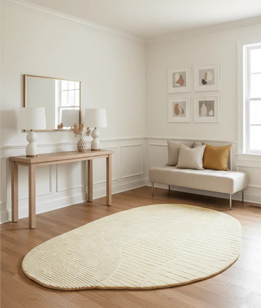 Stone Modern Yellow Ripple Hand Tufted 5x7 Wool Area Rug - Image 2