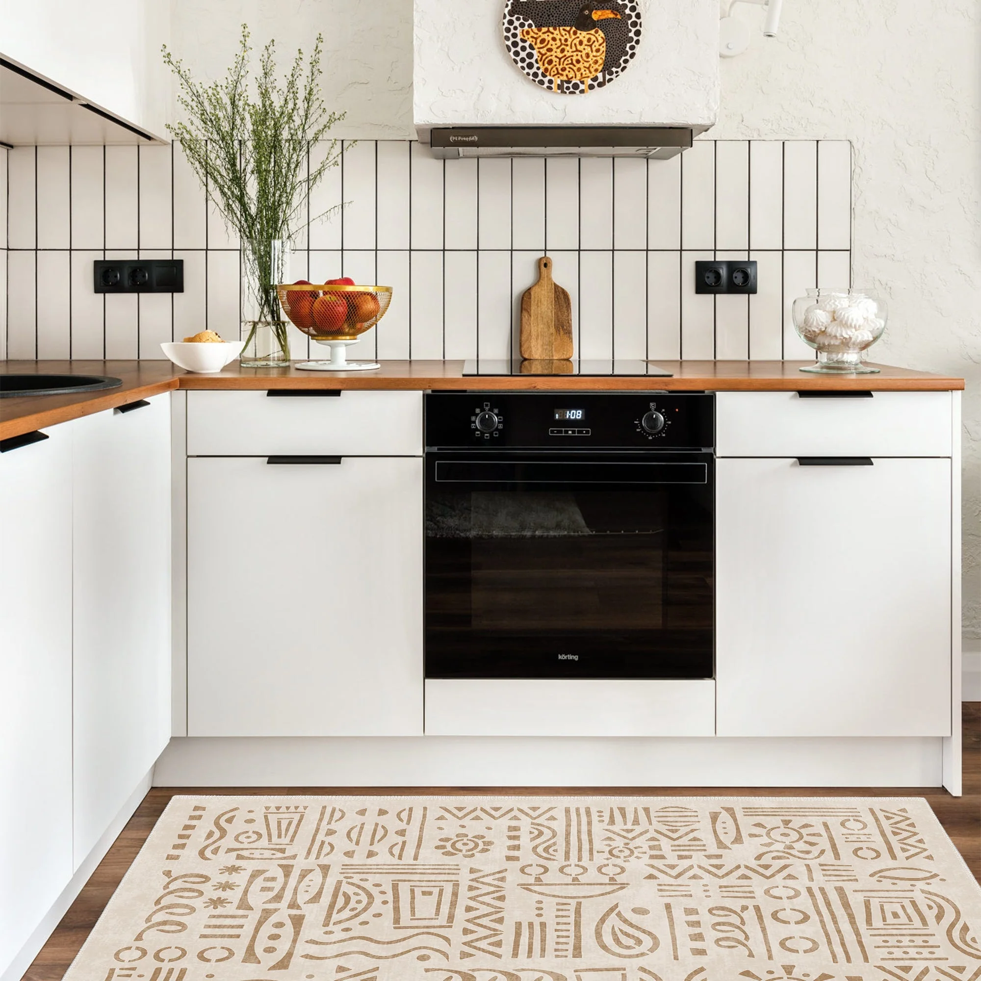 Modern Zen Beige Machine Washable Cotton Area Rug - Image 2