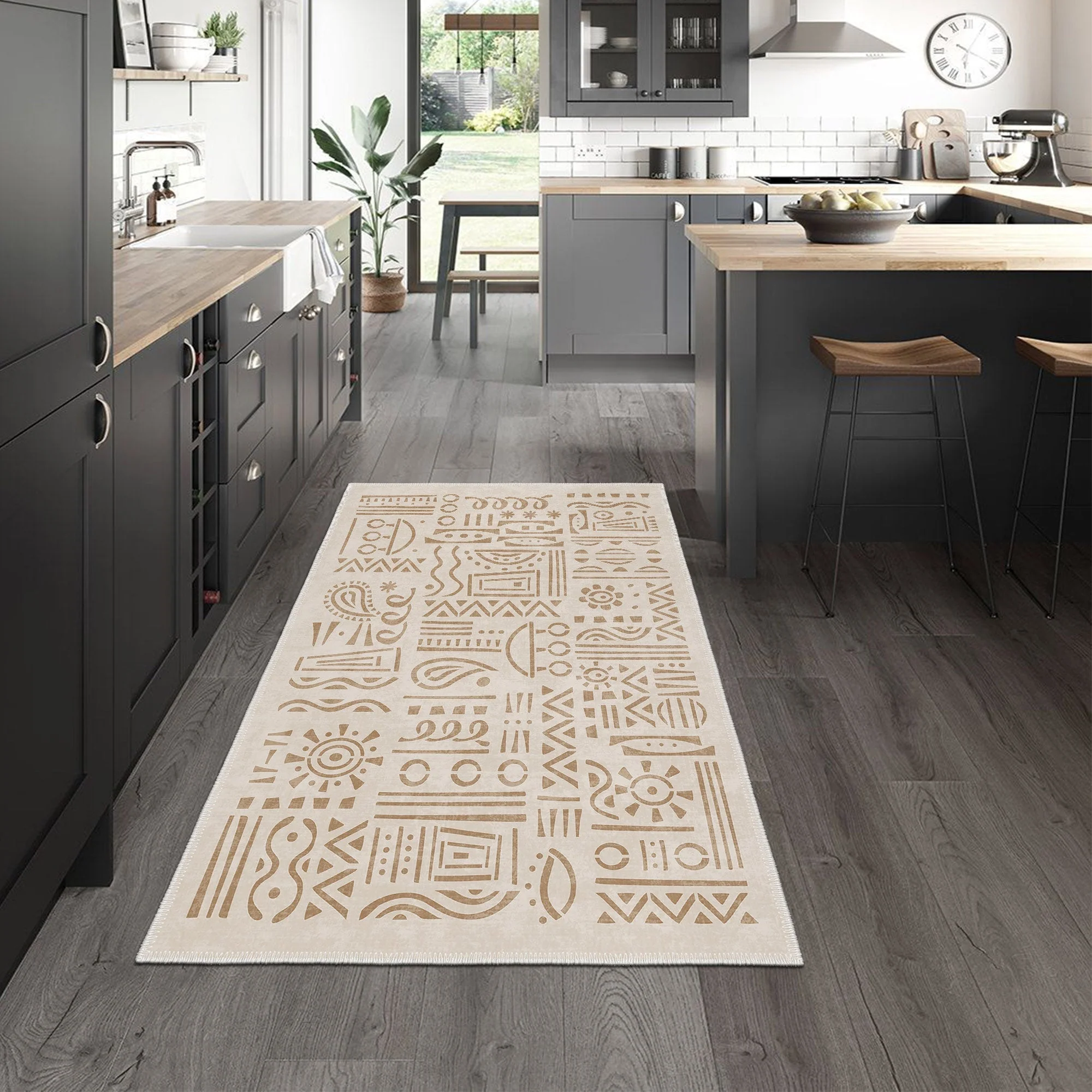 Modern Zen Beige Machine Washable Cotton Area Rug - Image 5