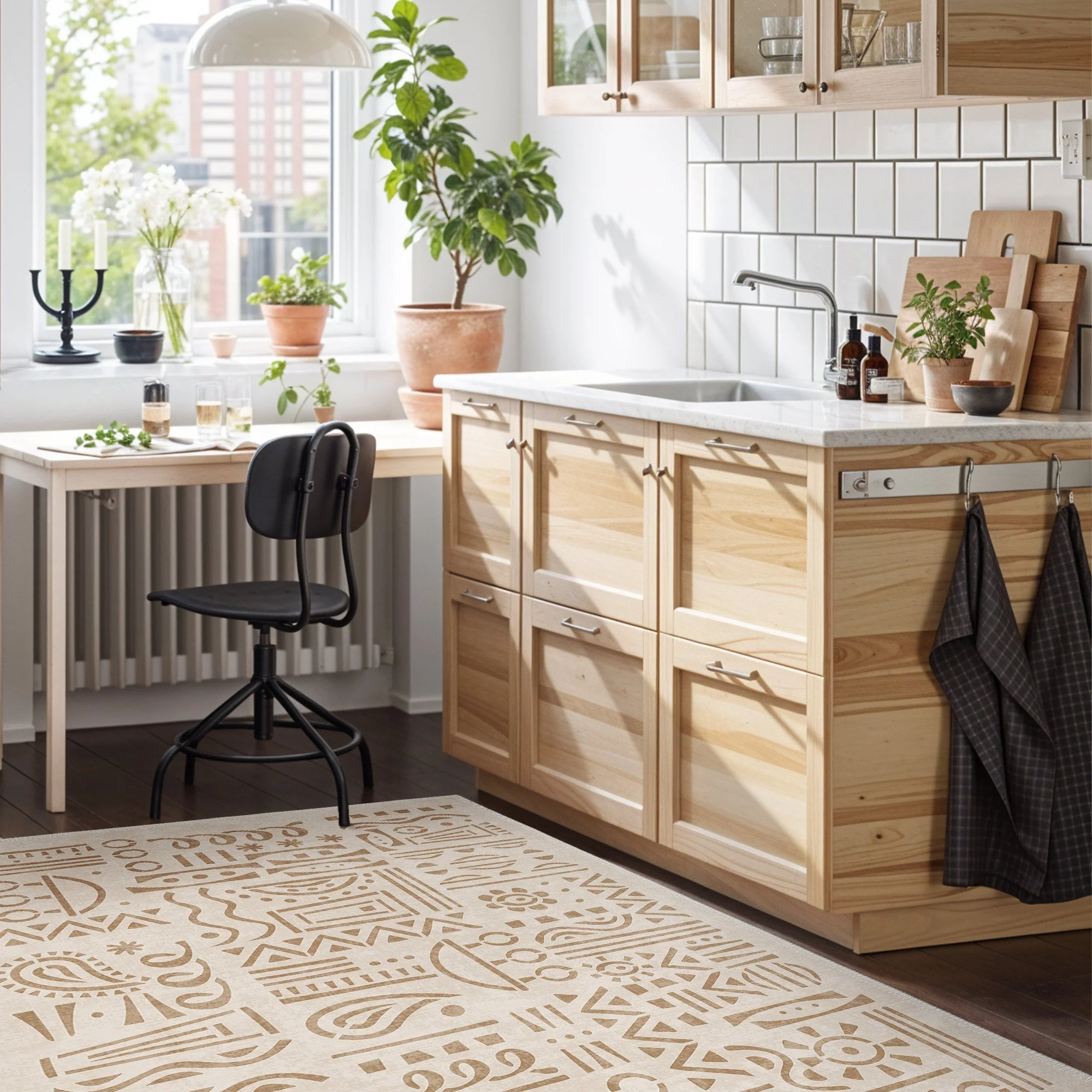 Modern Zen Beige Machine Washable Cotton Area Rug - Image 6