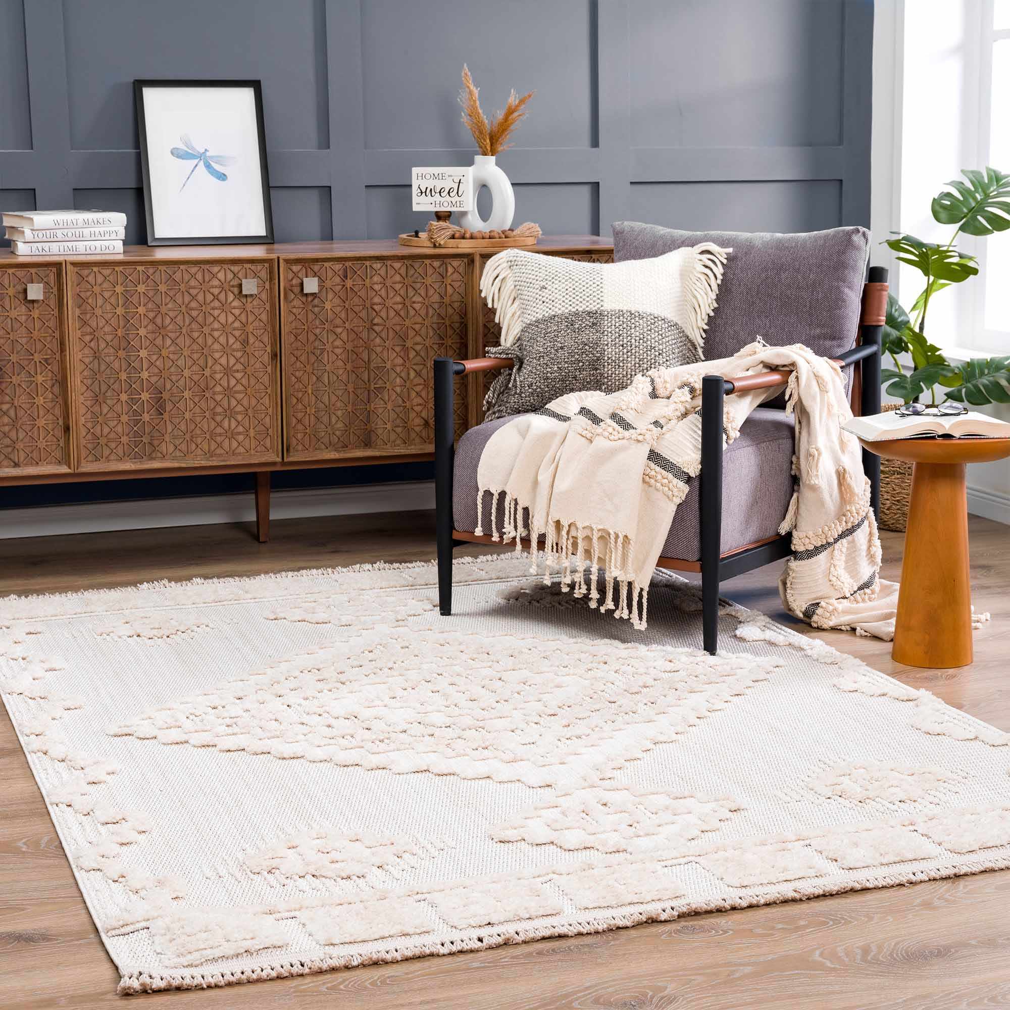 Moroccan Bohemian Chic Style Ivory and Beige High & Low Pile Area Rug - Image 11