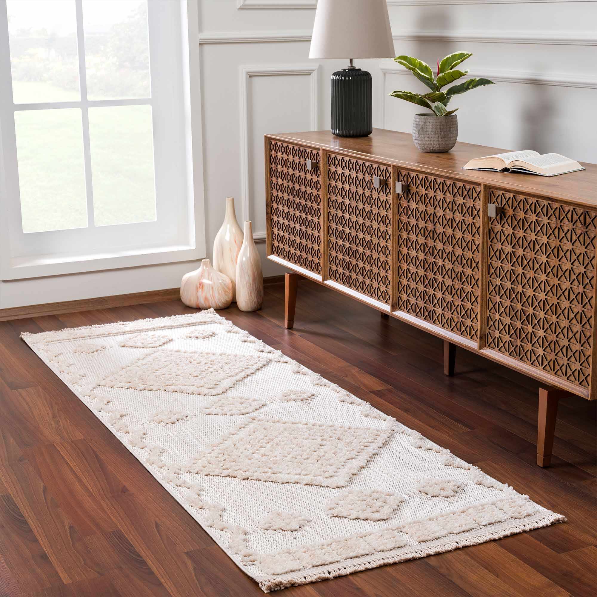 Moroccan Bohemian Chic Style Ivory and Beige High & Low Pile Area Rug - Image 12